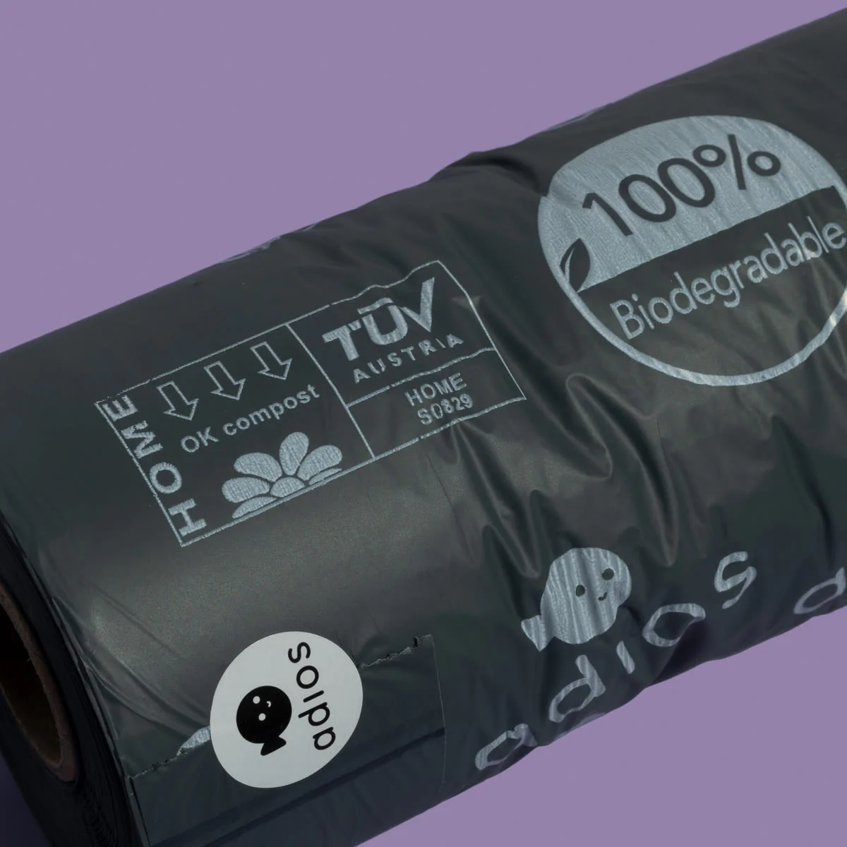 Adios Plastic Compostable Grey Non Handle Poo Bags - Image 11