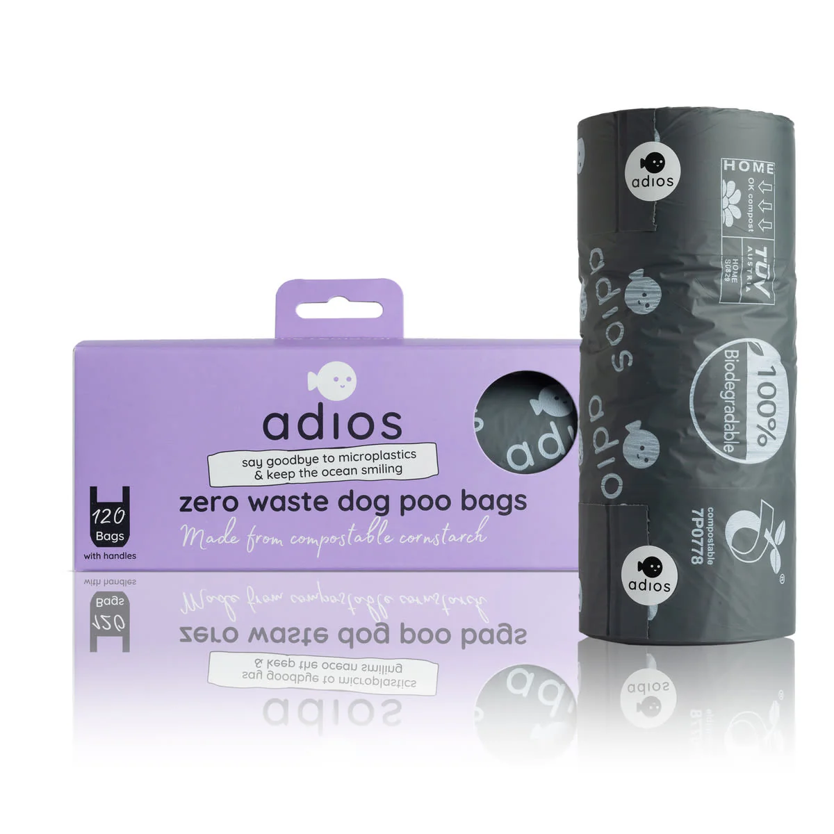 Adios Plastic Compostable Grey Non Handle Poo Bags - Image 8