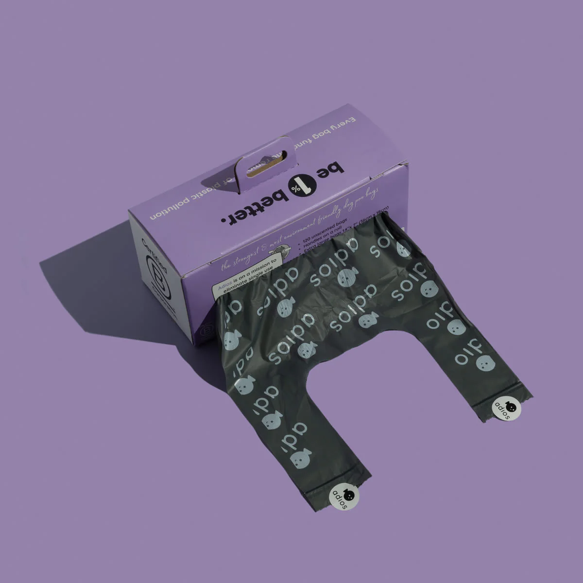 Adios Plastic Compostable Grey Non Handle Poo Bags - Image 9