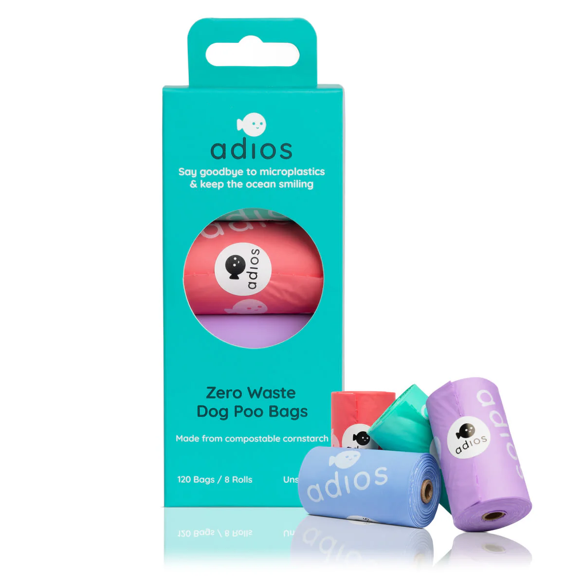 Adios Plastic Compostable Rainbow Non Handle Poo Bags - Image 2