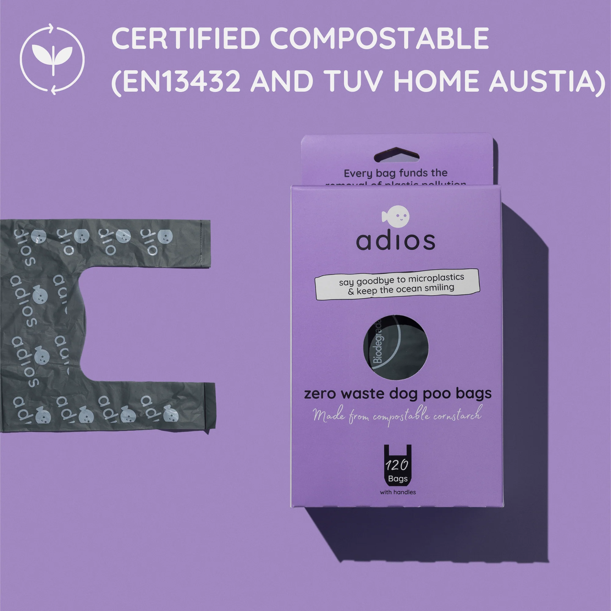 Adios Plastic Zero Waste Dog Poo Bags with Handles - Black - Image 2