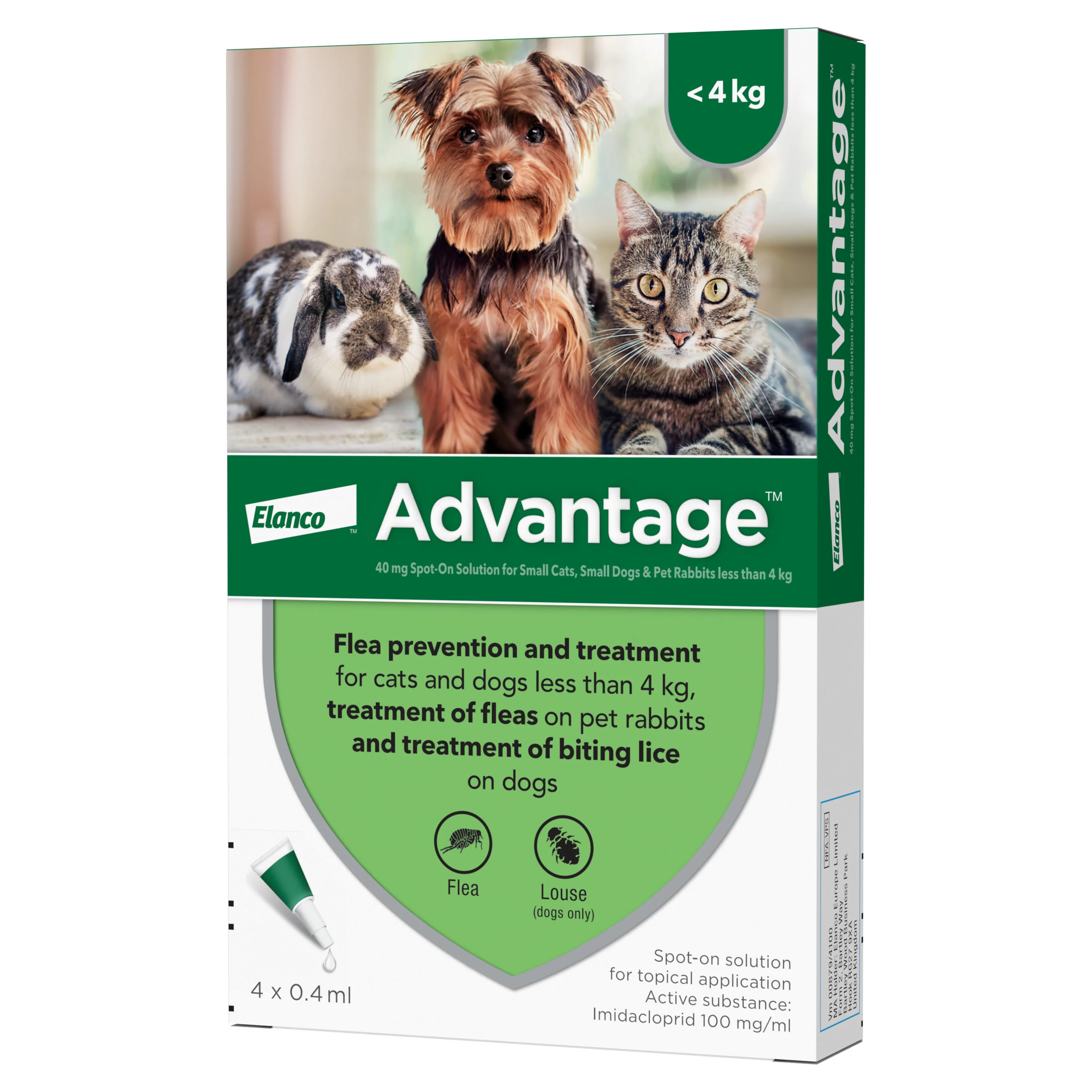 Advantage Spot On Flea Treatment for Cats, Small Dogs & Rabbits (<4kg)