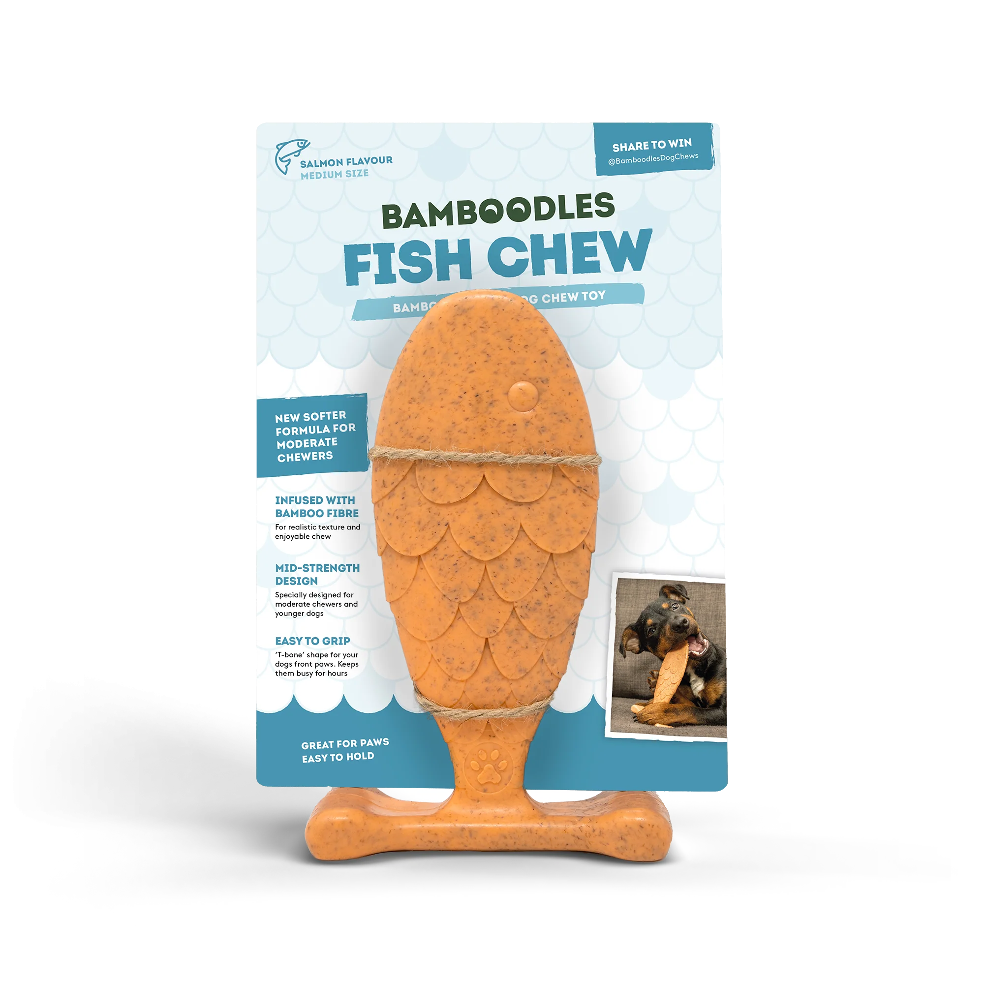Bamboodles Fish Chew Toy for Dogs - Salmon Flavour - Image 2