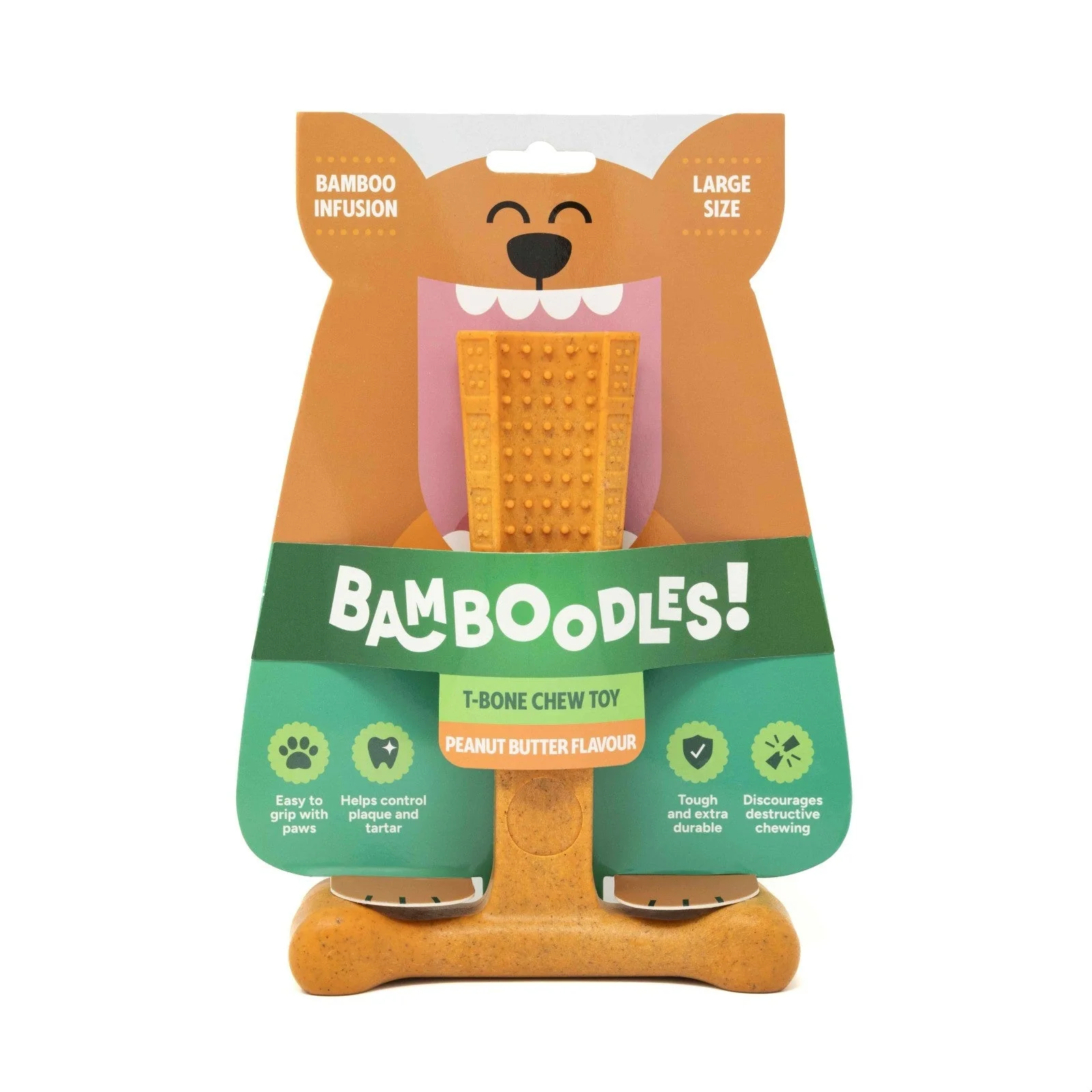 Bamboodles T-Bone Chew Toy for Dogs - Peanut Butter Flavour - Image 5