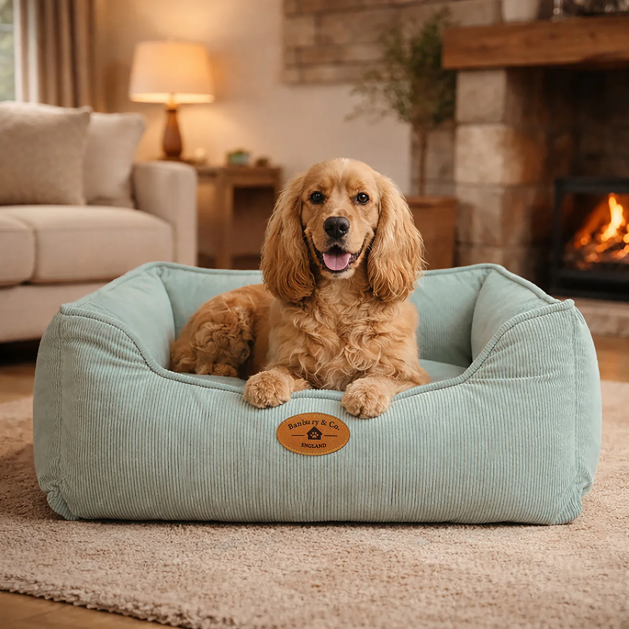 Banbury & Co Rural Retreats Seafoam Corduroy Box Dog Bed - Image 3