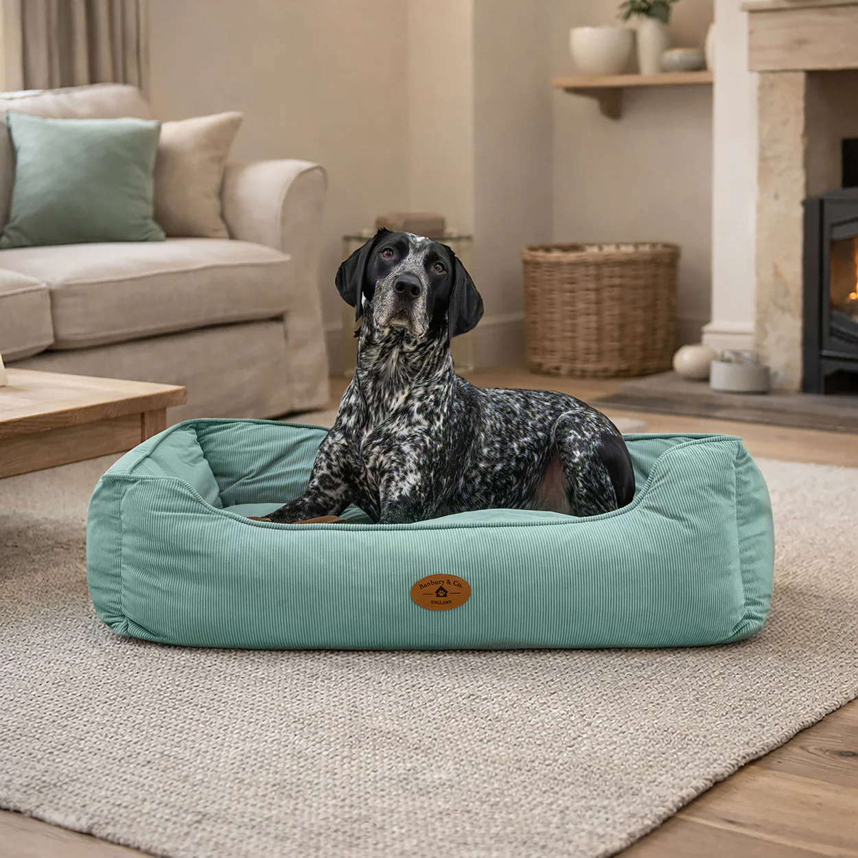Banbury & Co Rural Retreats Seafoam Corduroy Box Dog Bed - Image 4