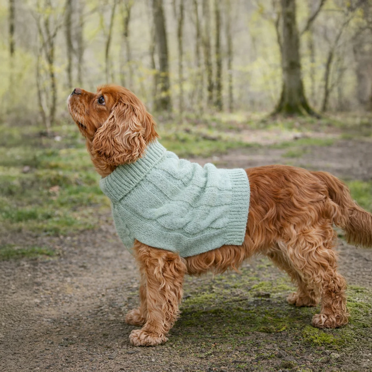 Banbury & Co Rural Retreats Seafoam Knit Dog Jumper - Image 3