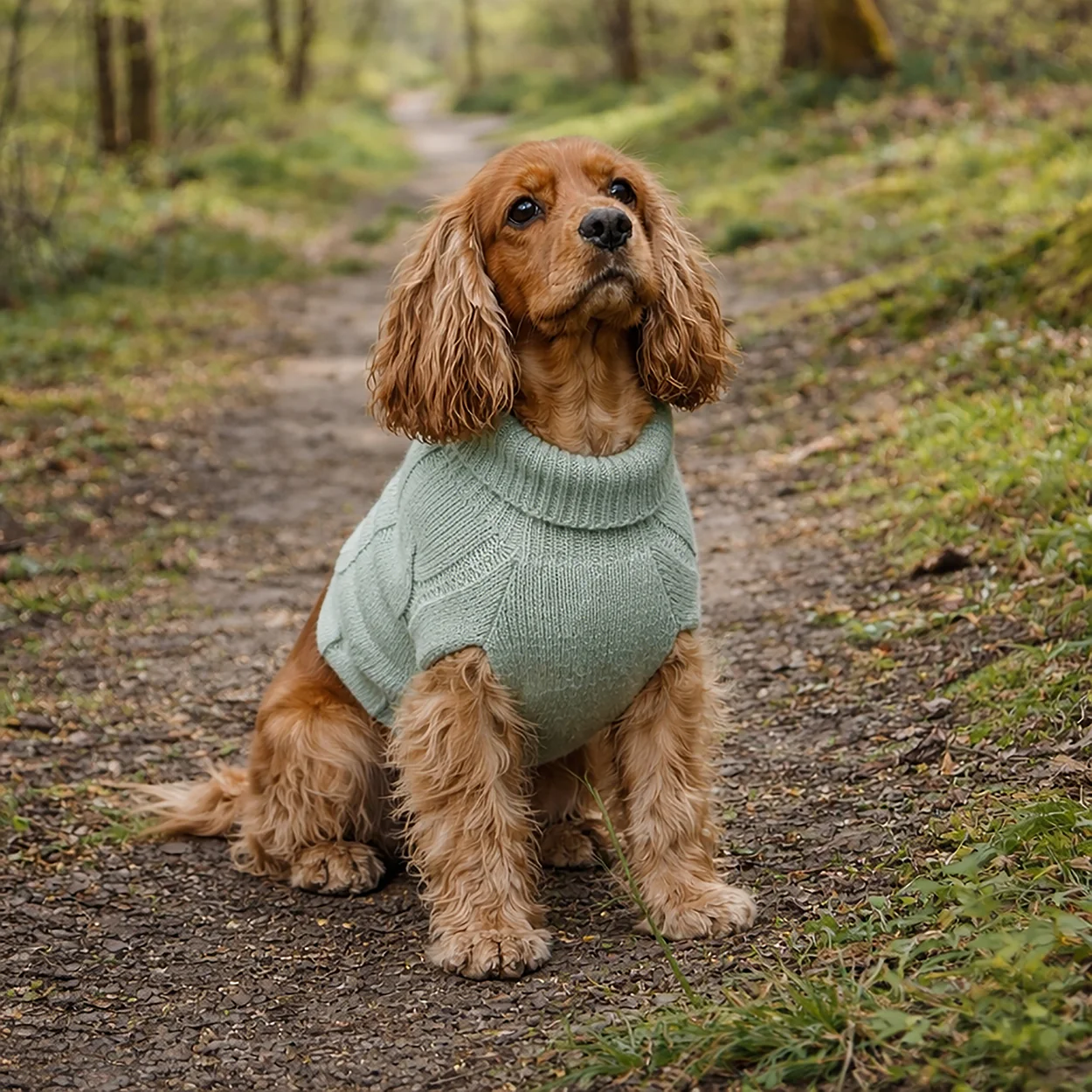 Banbury & Co Rural Retreats Seafoam Knit Dog Jumper - Image 6