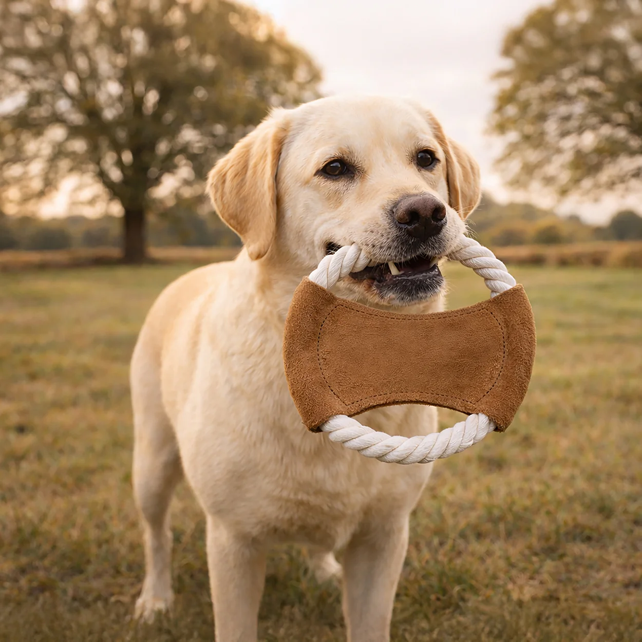 Banbury & Co Rural Retreats Suede and Rope Frisbee Dog Toy - Image 3