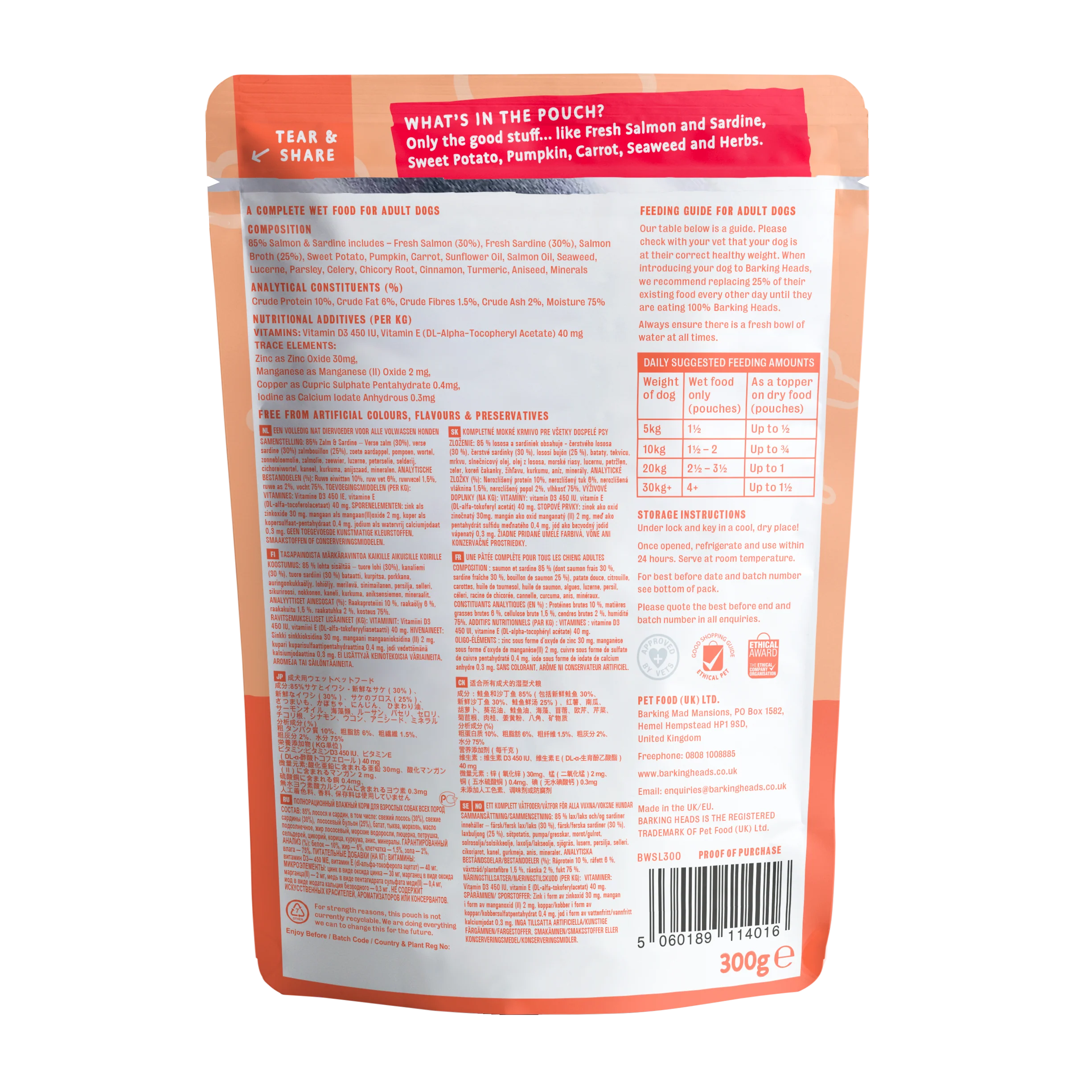 Barking Heads Pooched Adult Wet Dog Food in Pouches - Salmon & Sardine - Image 2