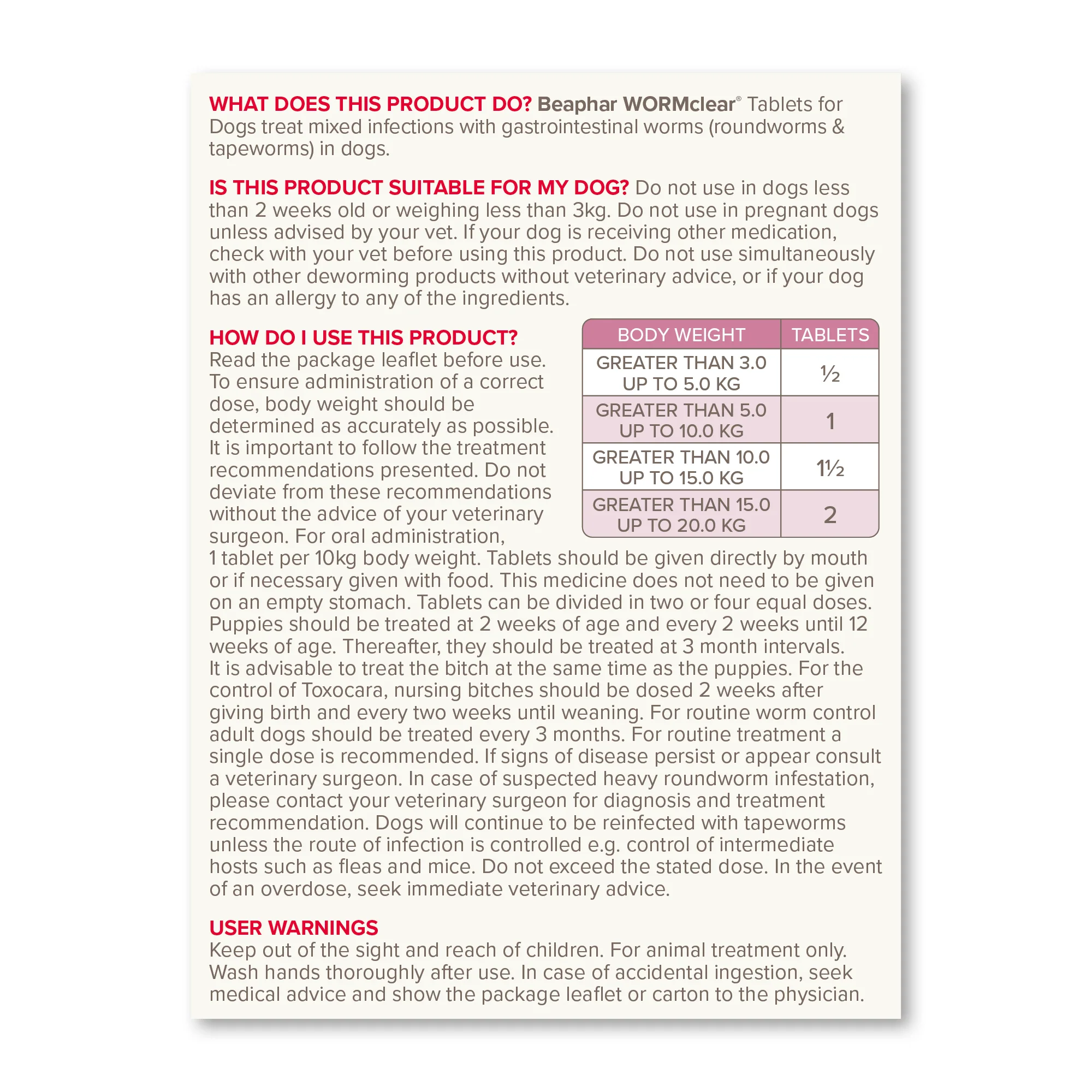 Beaphar WORMclear for Small & Medium Dog upto 20kg - Image 3