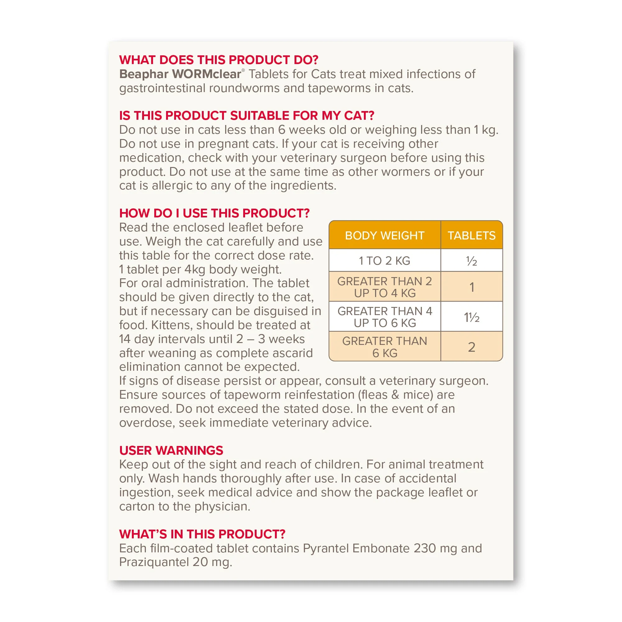 Beaphar WORMclear Tablets for Cats - Image 2