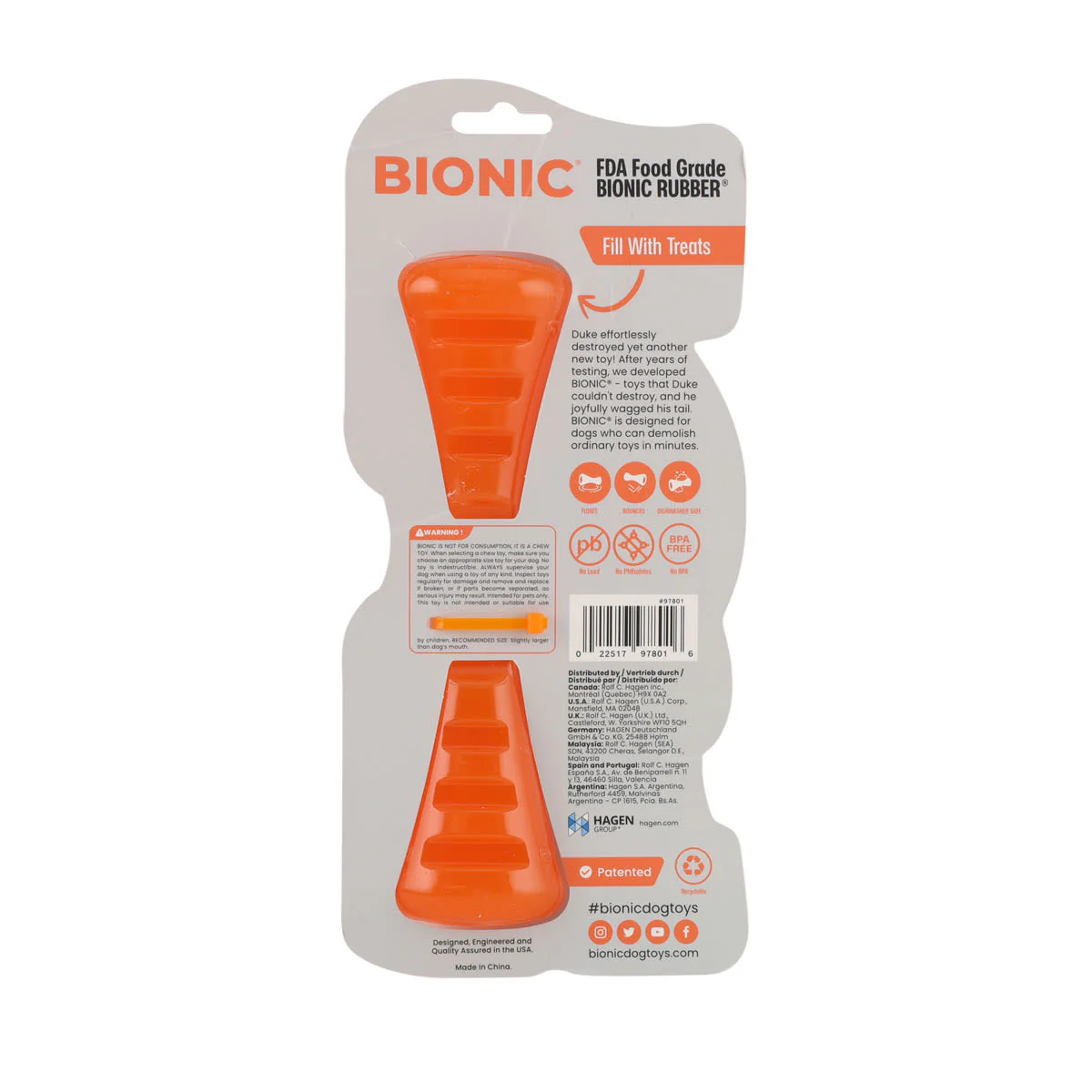 BIONIC Urban Stick Treats Holding Orange Dog Chew Toy - Image 4