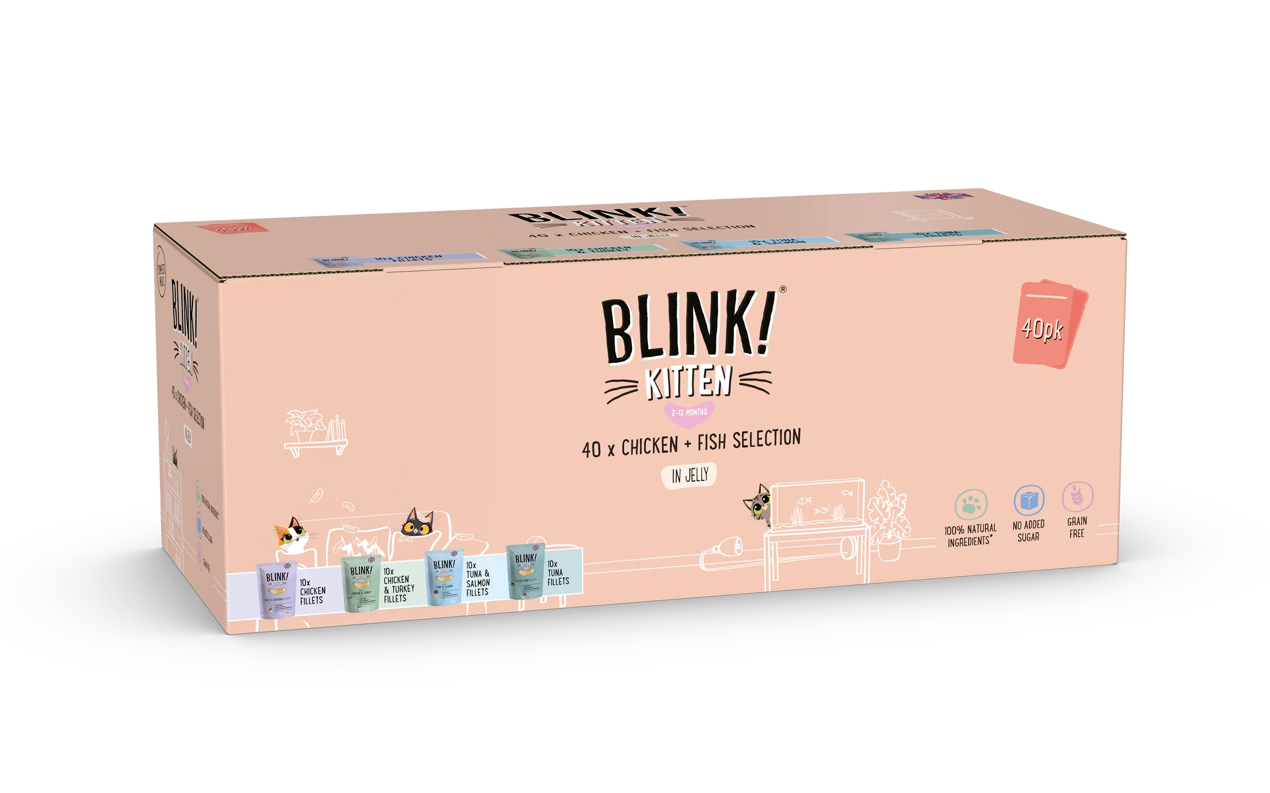 Blink Grain-free Kitten Wet Cat Food in Pouches - Chicken and Fish Fillets in Jelly - Image 2