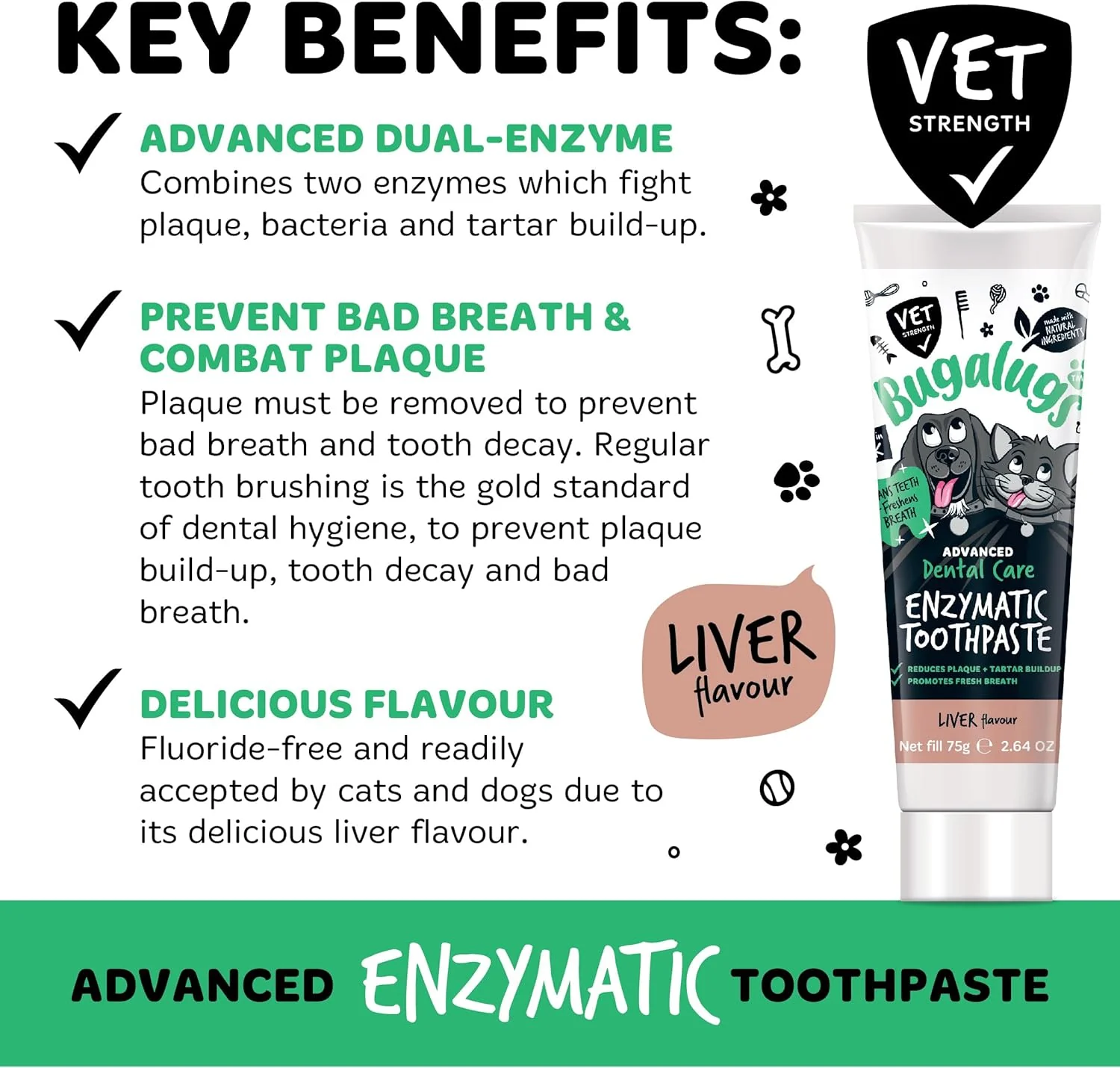 Bugalugs Advanced Dental Care Enzymatic Toothpaste Gel For Dogs & Cats - Liver Flavour - Image 2