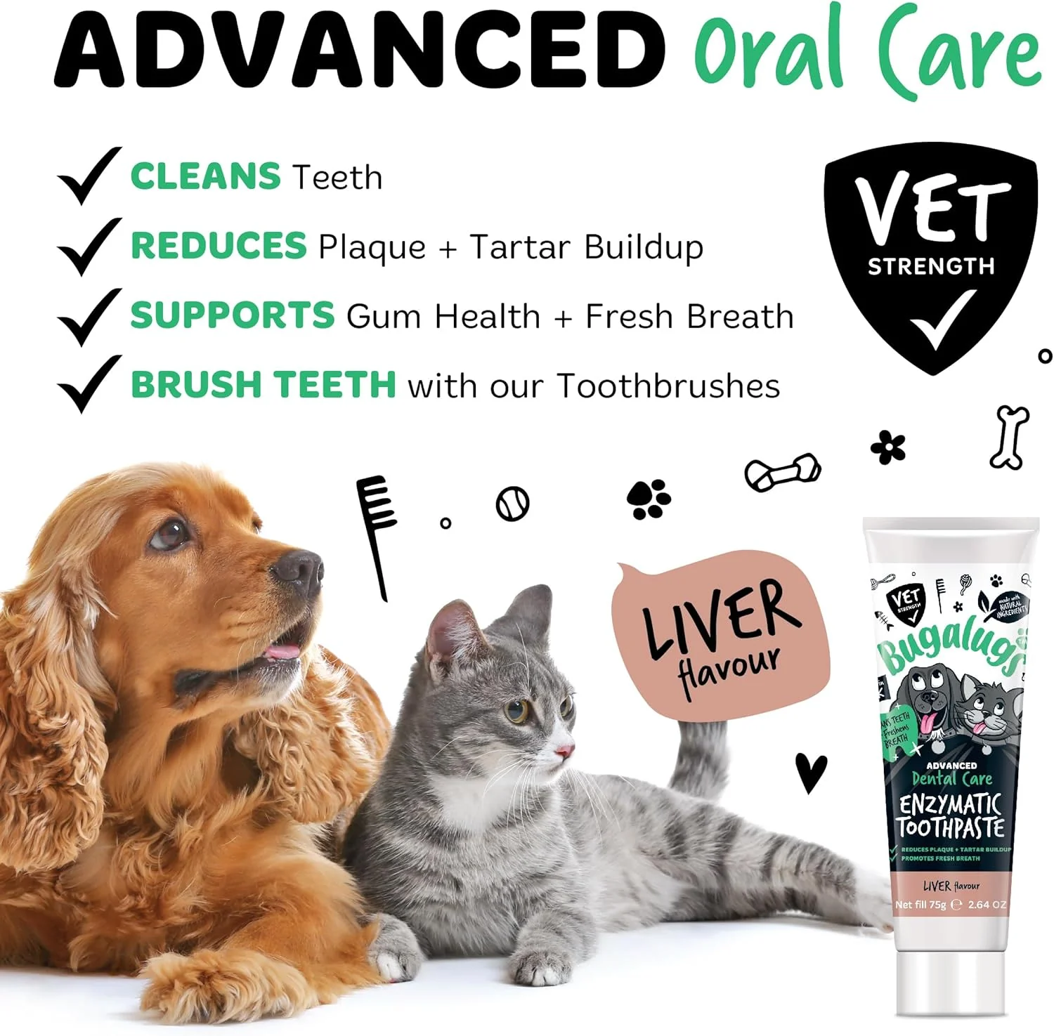 Bugalugs Advanced Dental Care Enzymatic Toothpaste Gel For Dogs & Cats - Liver Flavour - Image 3