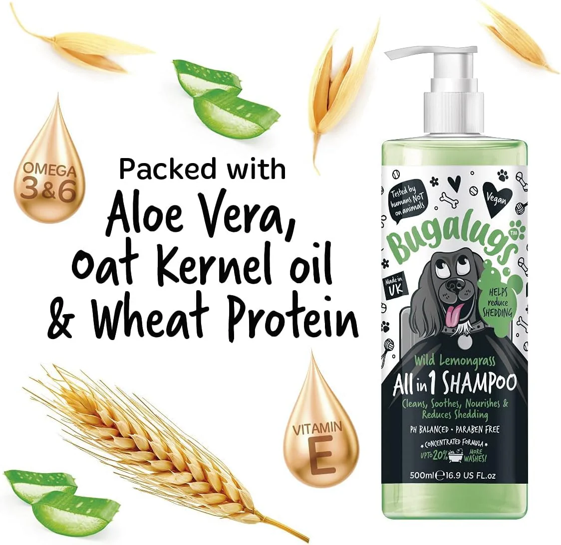 Bugalugs All In One Shed Control Dog Shampoo - Wild Lemongrass - Image 3