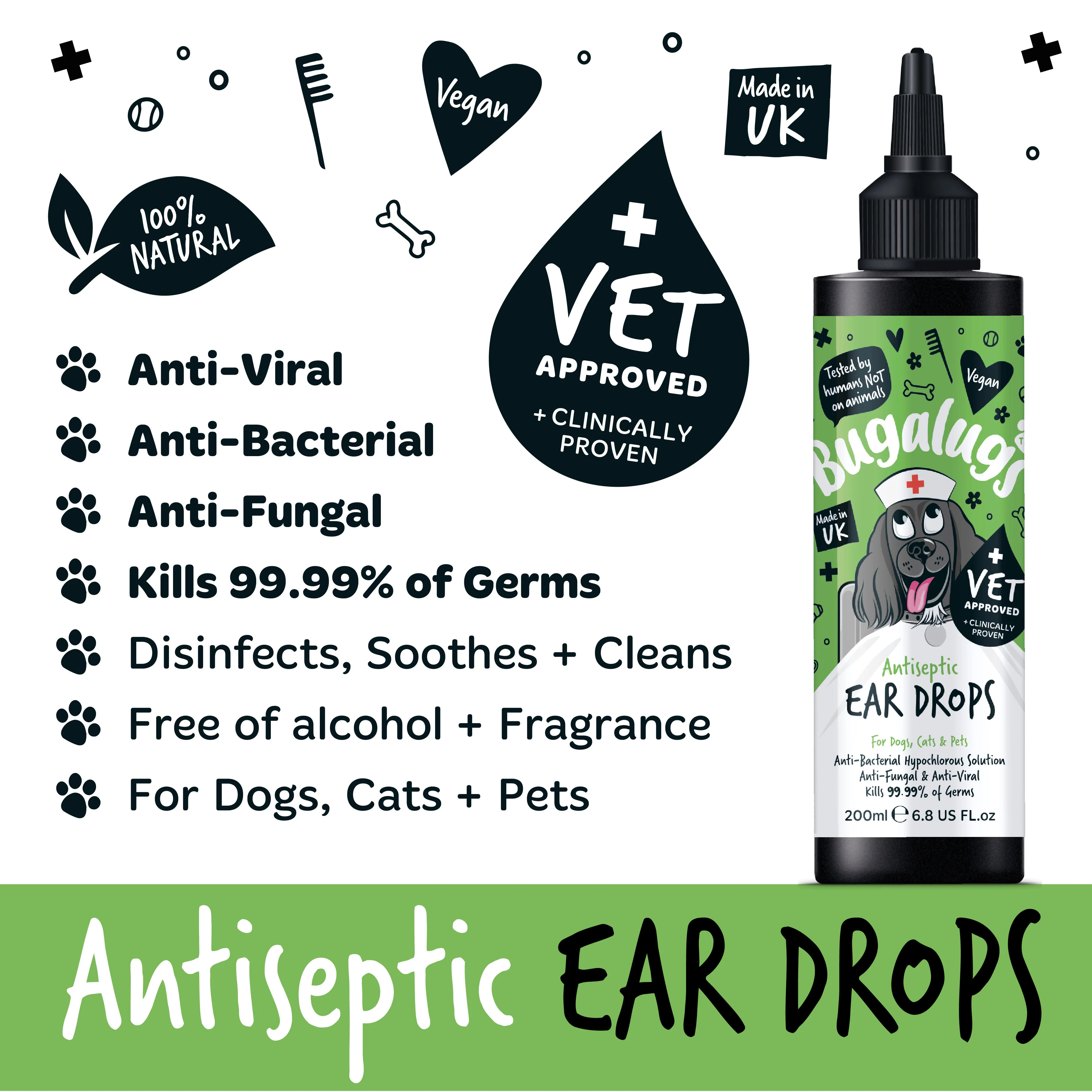 Bugalugs Antiseptic Ear Drops for Dogs, Cats & Pets - Image 11
