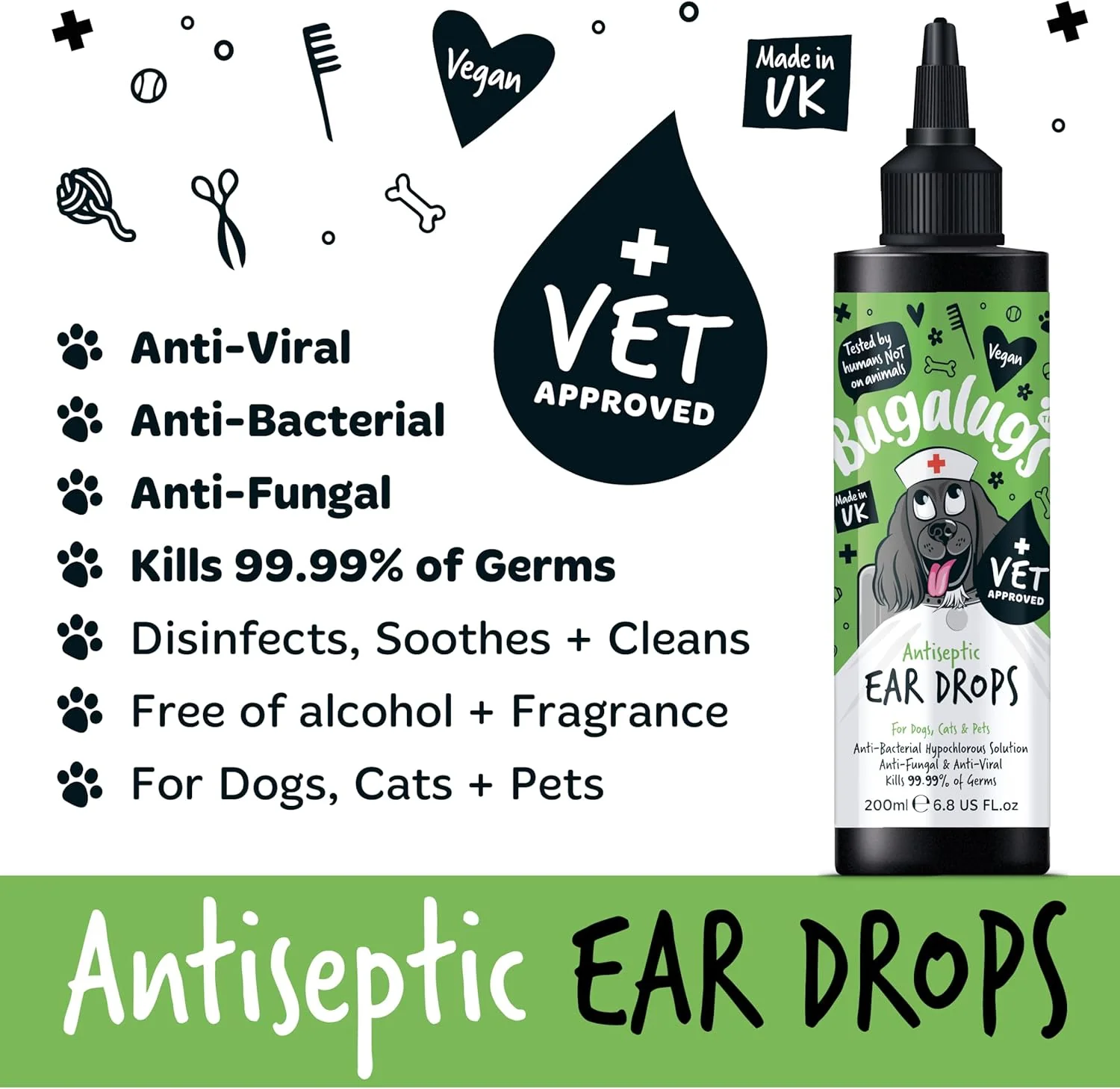 Bugalugs Antiseptic Ear Drops for Dogs, Cats & Pets - Image 14
