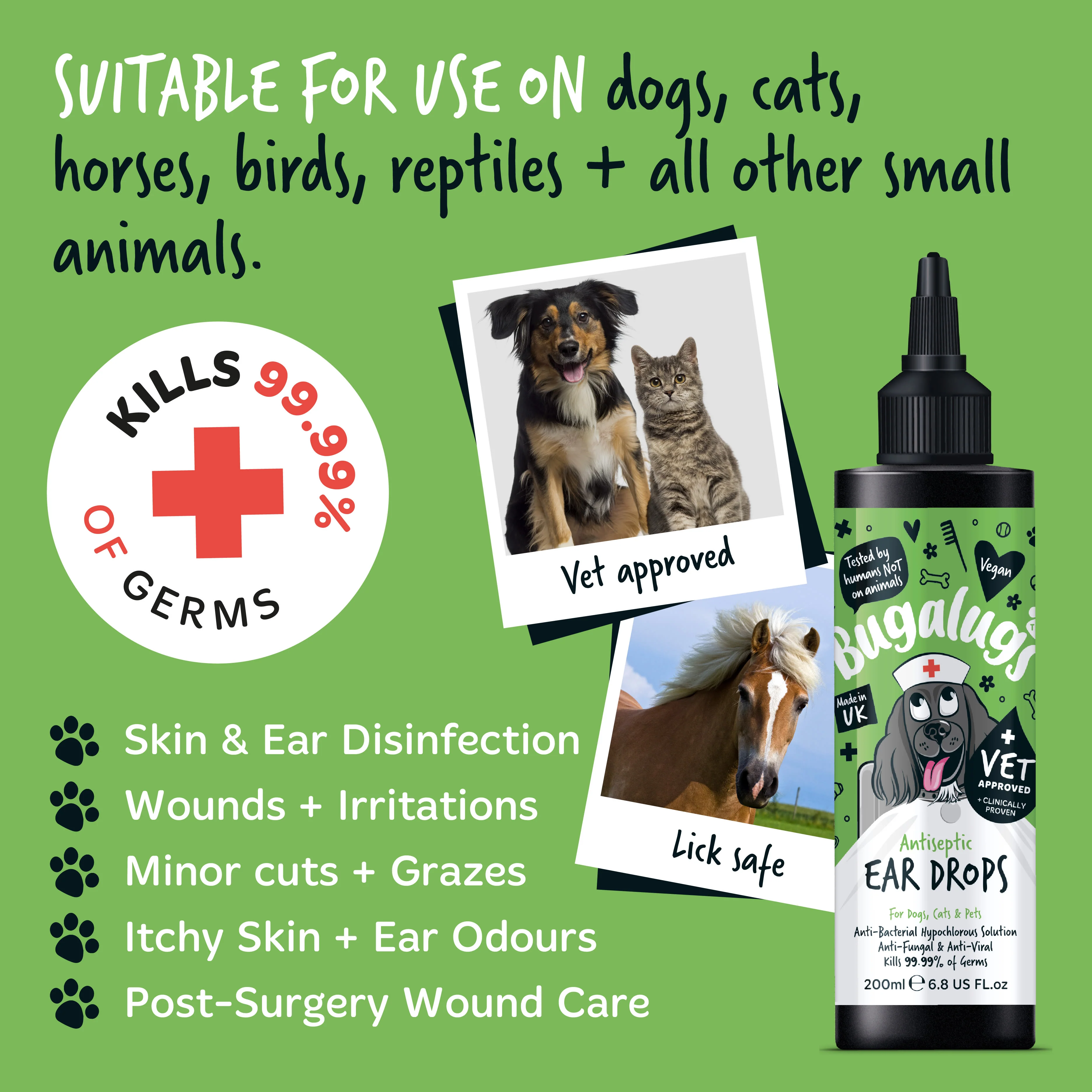 Bugalugs Antiseptic Ear Drops for Dogs, Cats & Pets - Image 4