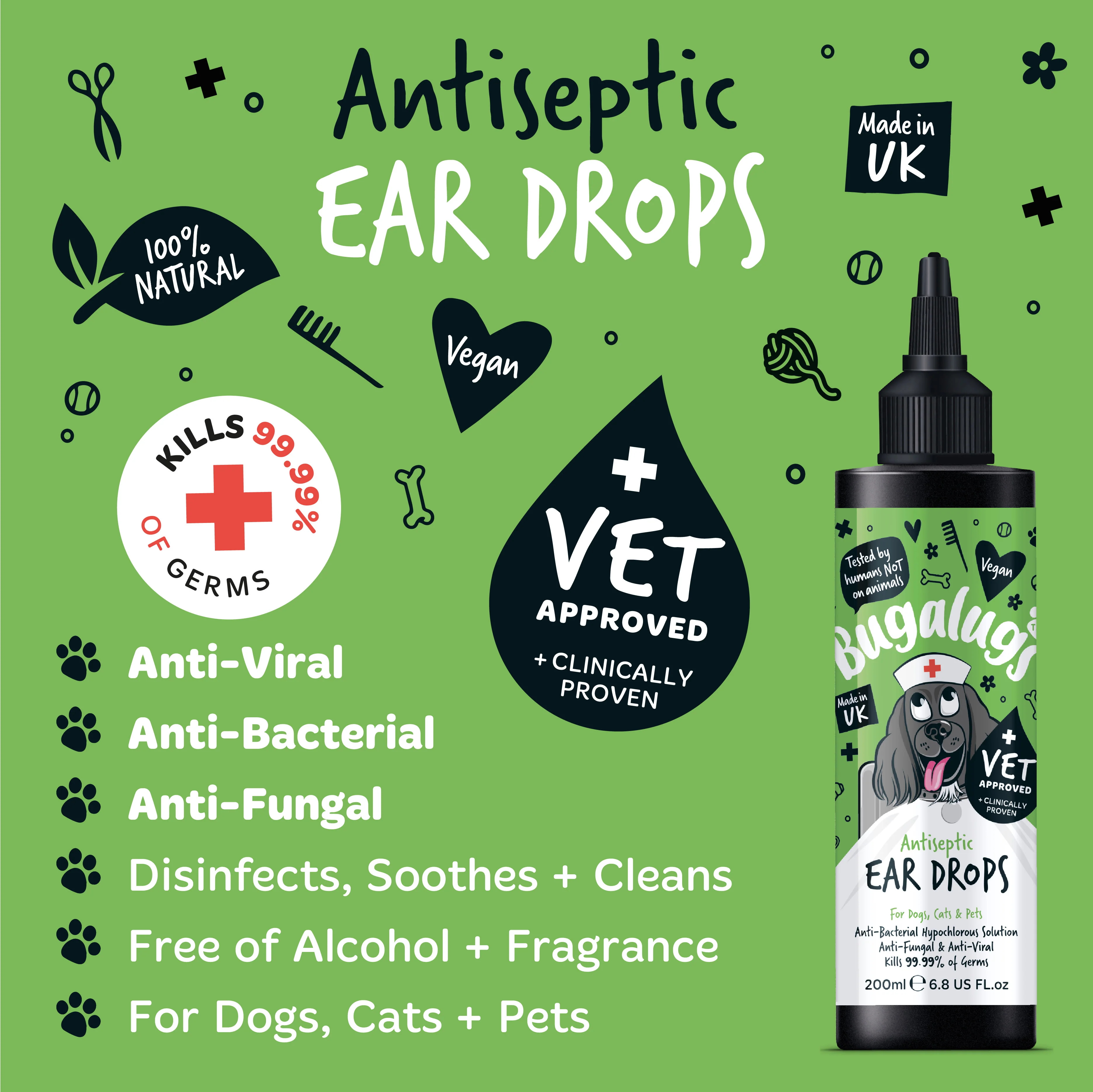 Bugalugs Antiseptic Ear Drops for Dogs, Cats & Pets - Image 7