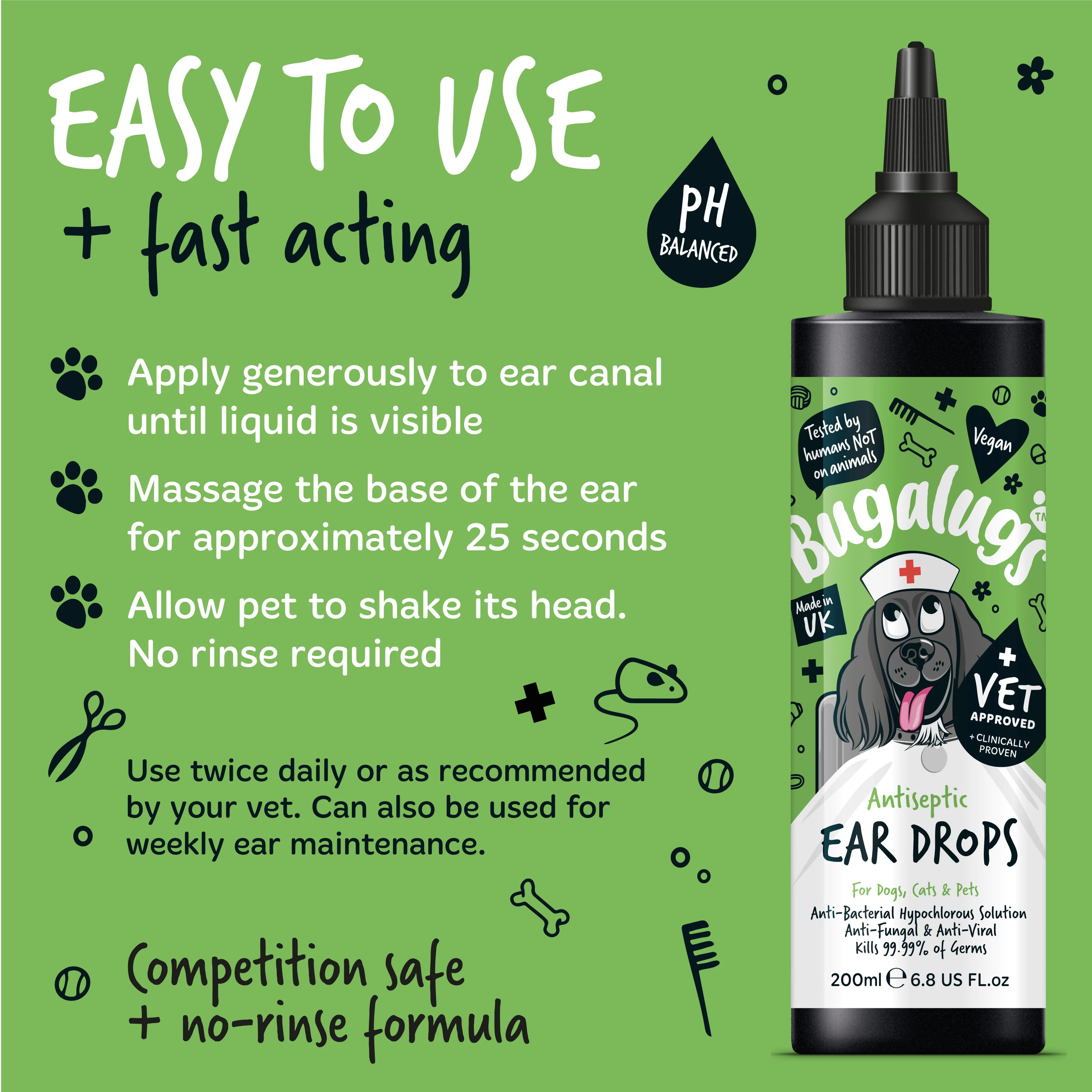 Bugalugs Antiseptic Ear Drops for Dogs, Cats & Pets - Image 9