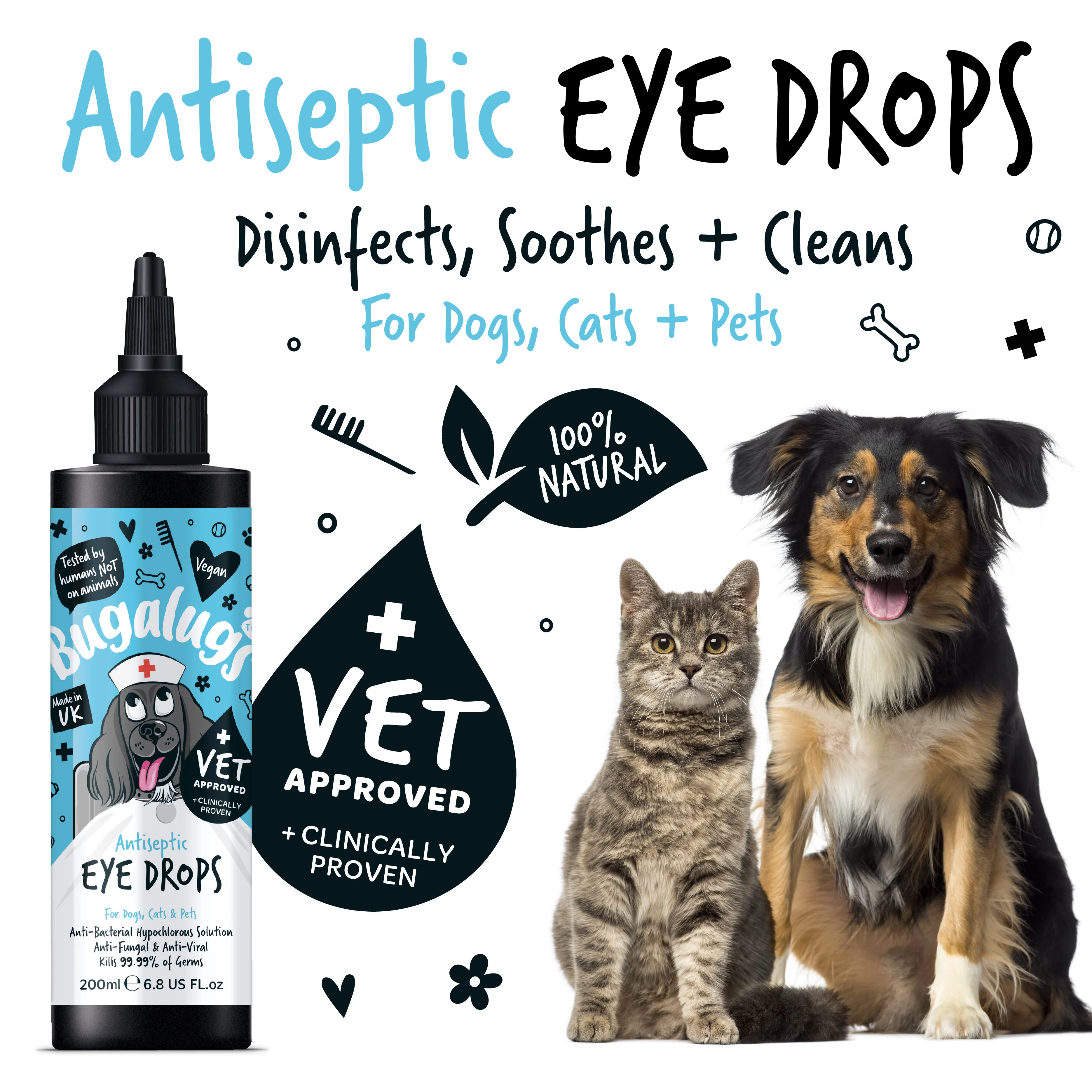 Bugalugs Antiseptic Eye Drops for Dogs, Cats & Pets - Image 2
