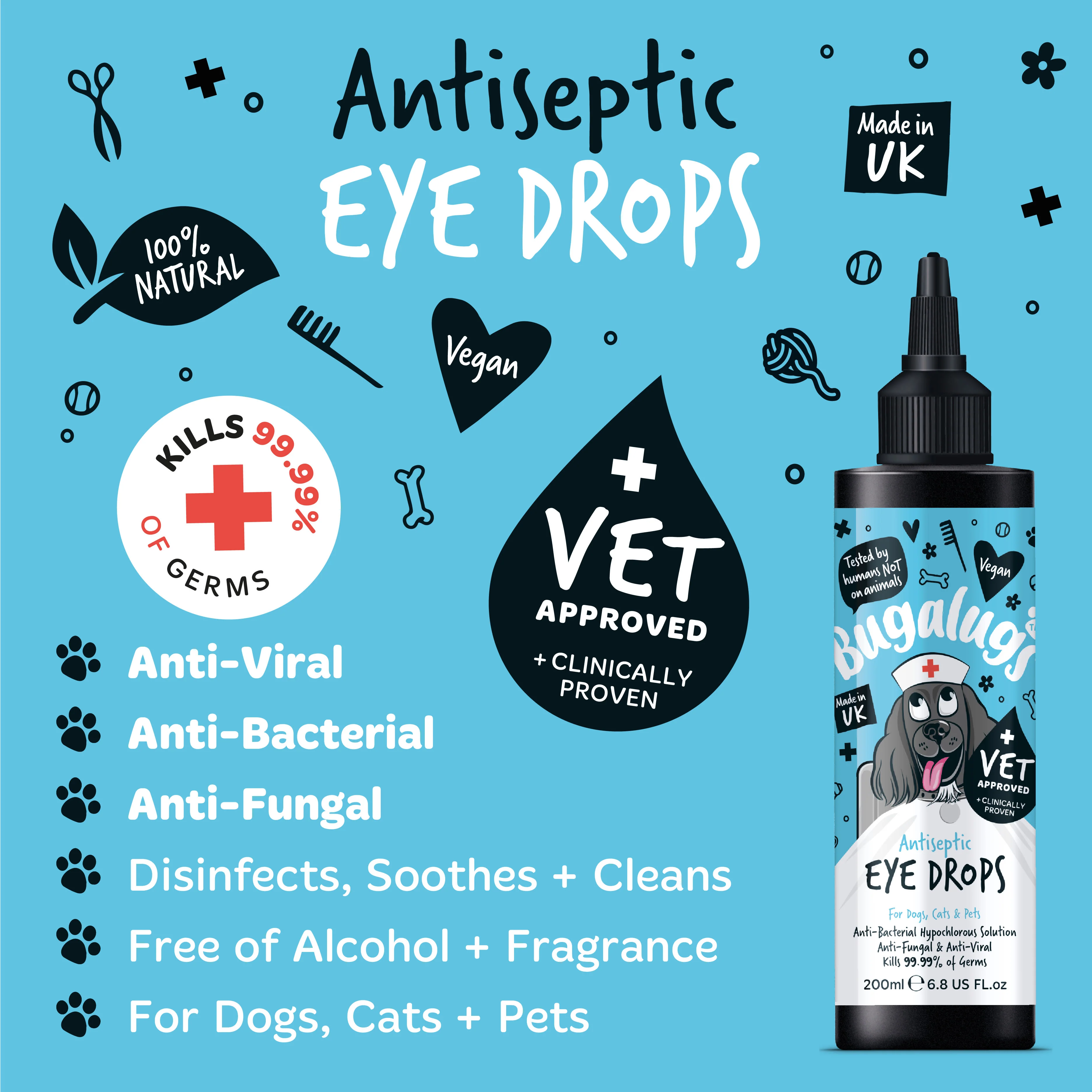 Bugalugs Antiseptic Eye Drops for Dogs, Cats & Pets - Image 3