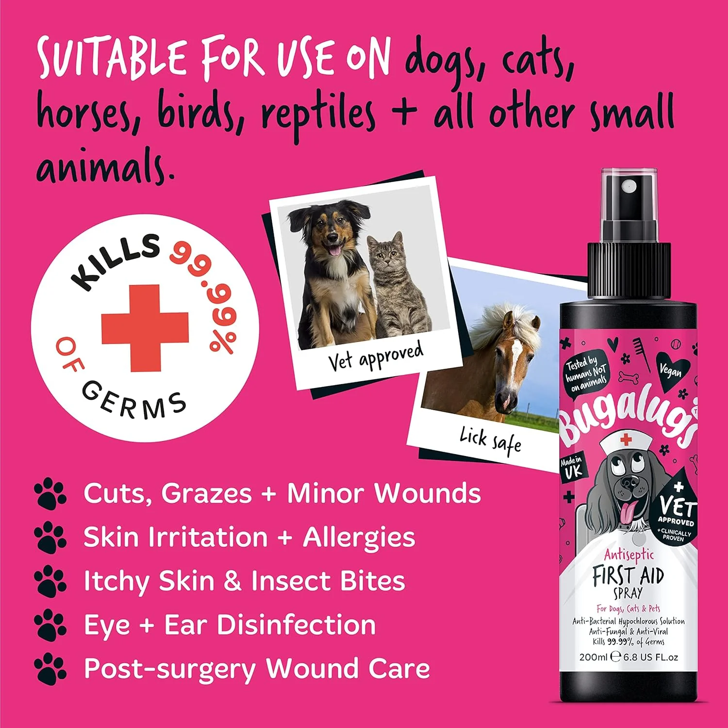 Bugalugs Antiseptic First Aid Spray for Dogs, Cats & Pets - Image 3