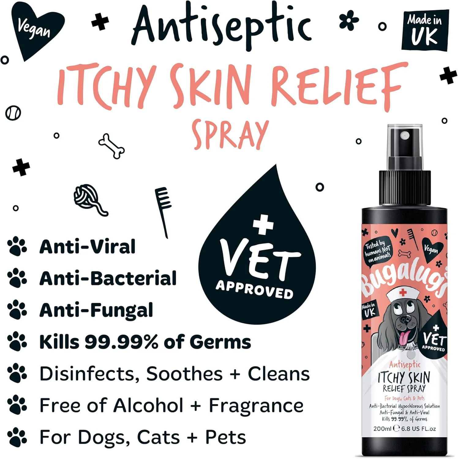 Bugalugs Antiseptic Itchy Skin Relief Spray for Dogs, Cats & Pets - Image 3