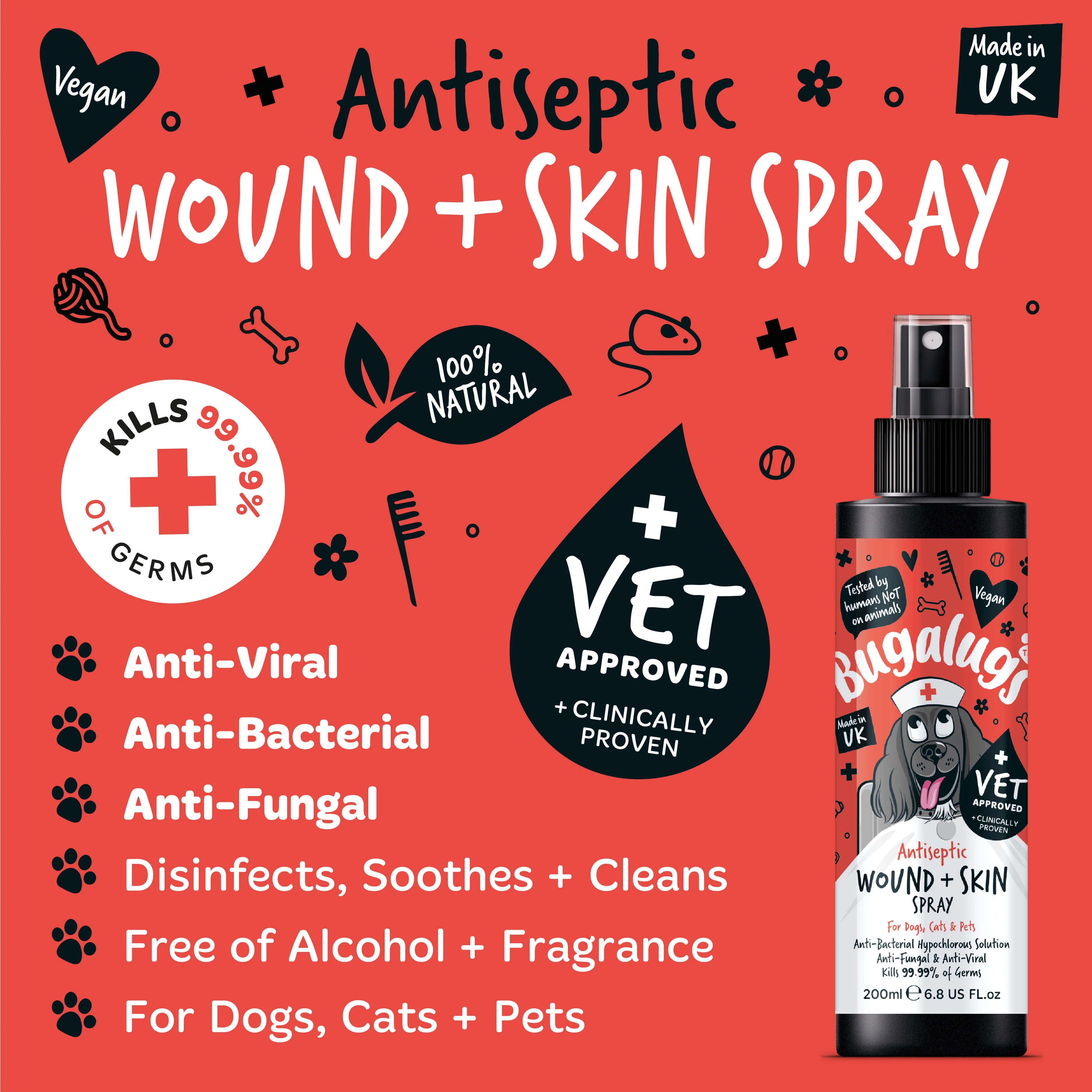 Bugalugs Antiseptic Wound & Skin Spray for Dogs, Cats & Pets - Image 3