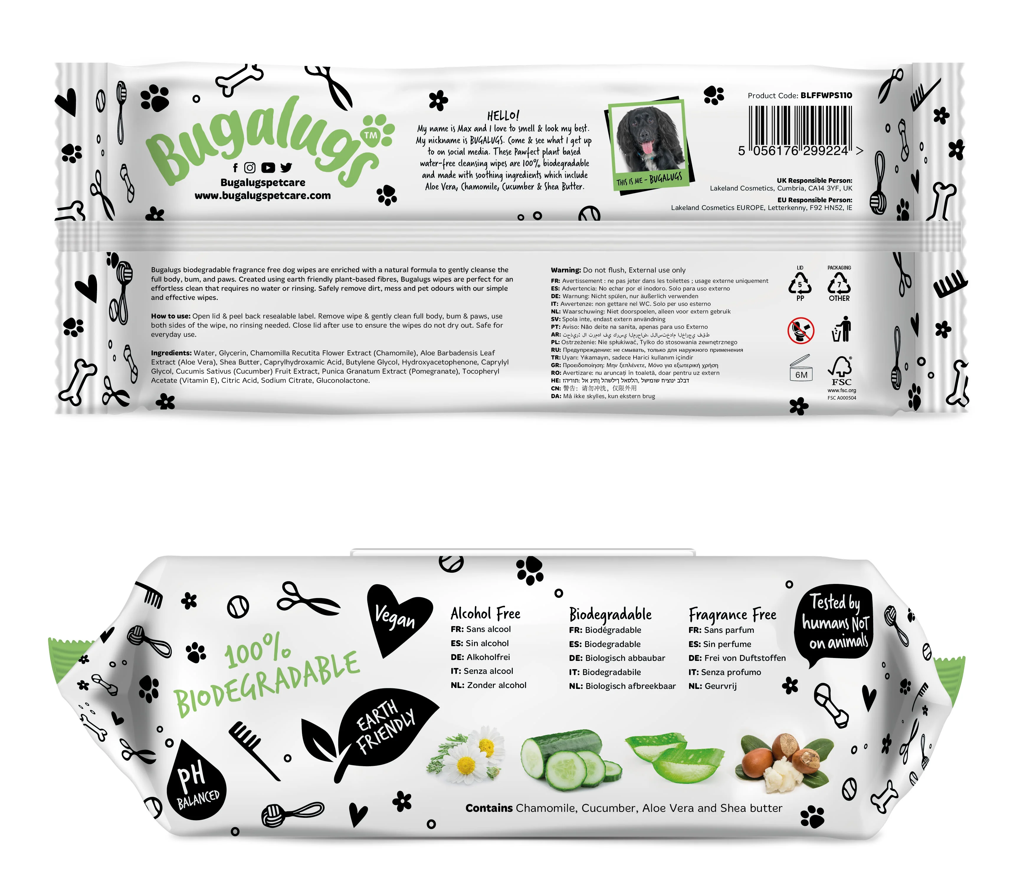 Bugalugs Fragrance Free Biodegradable Pet Wipes - Large - Image 11