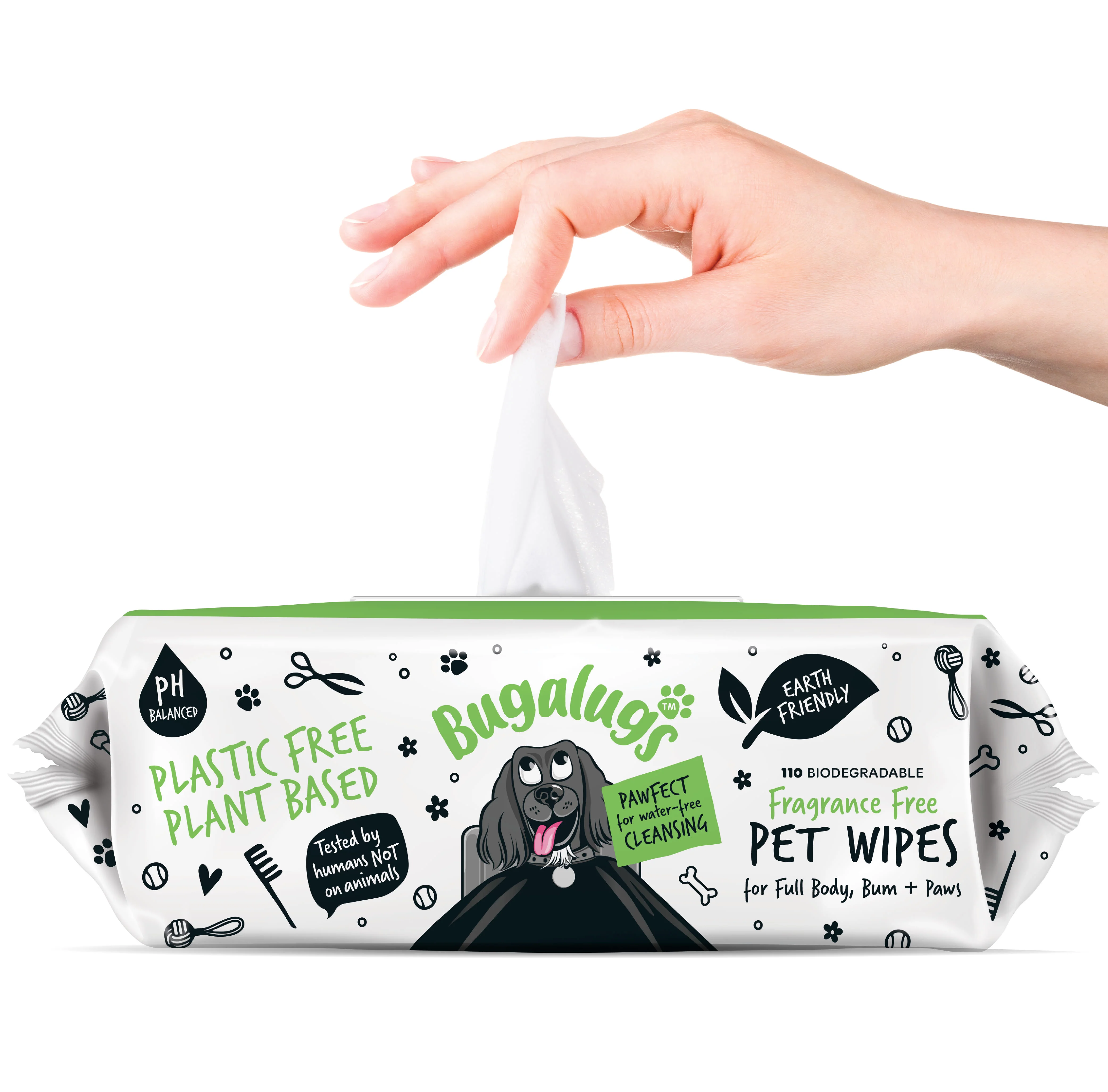 Bugalugs Fragrance Free Biodegradable Pet Wipes - Large - Image 2