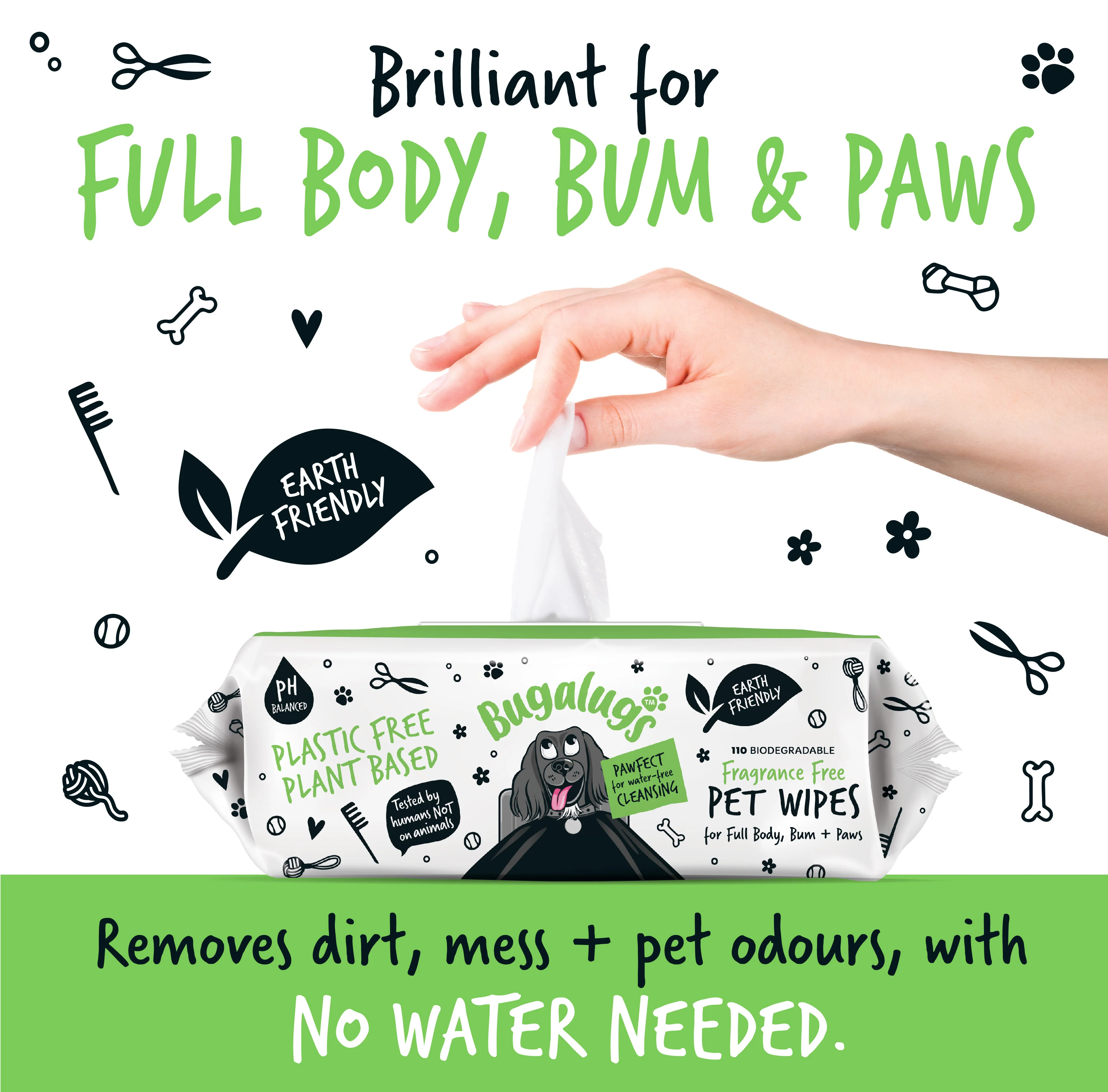Bugalugs Fragrance Free Biodegradable Pet Wipes - Large - Image 4
