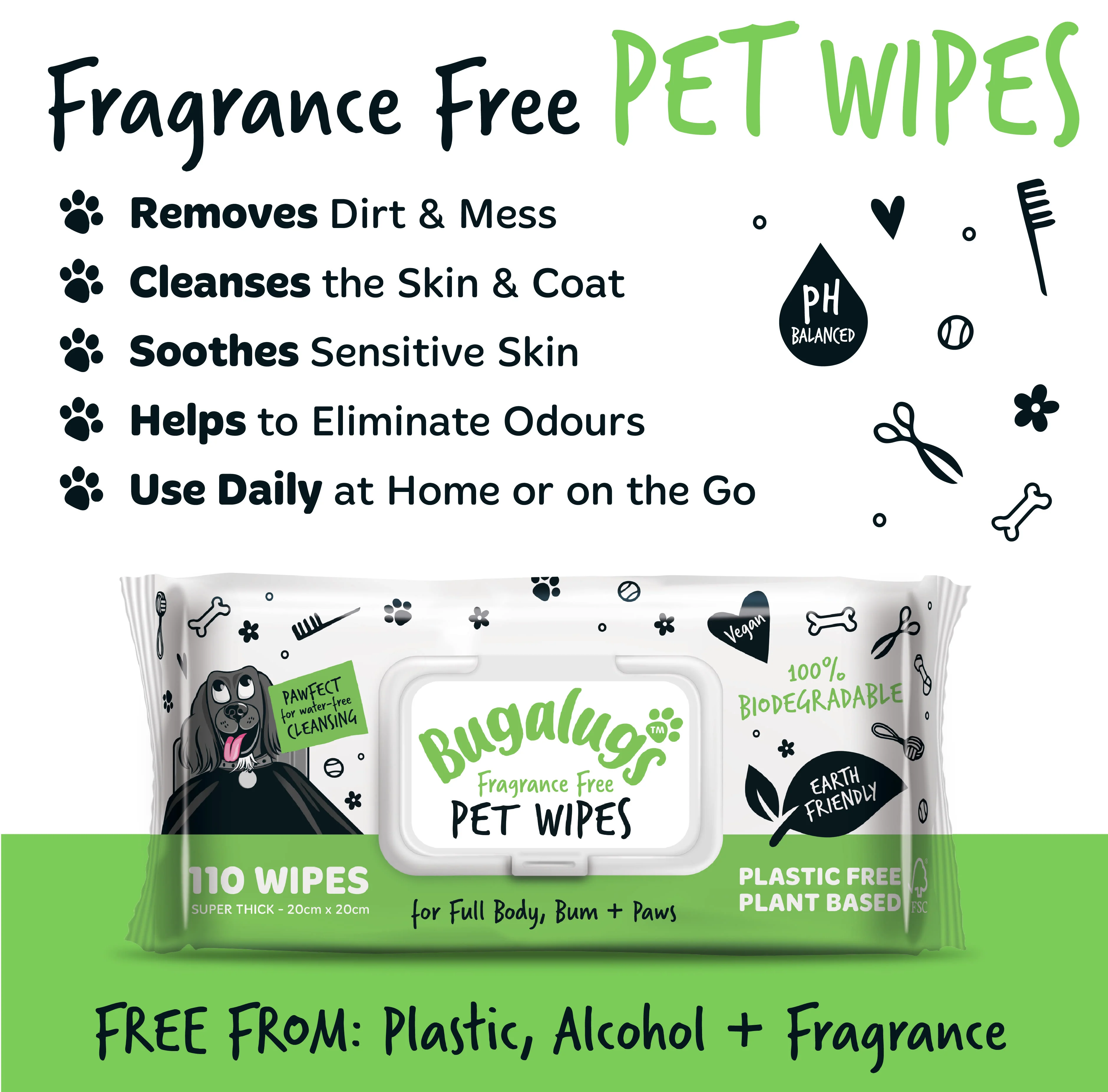 Bugalugs Fragrance Free Biodegradable Pet Wipes - Large - Image 5