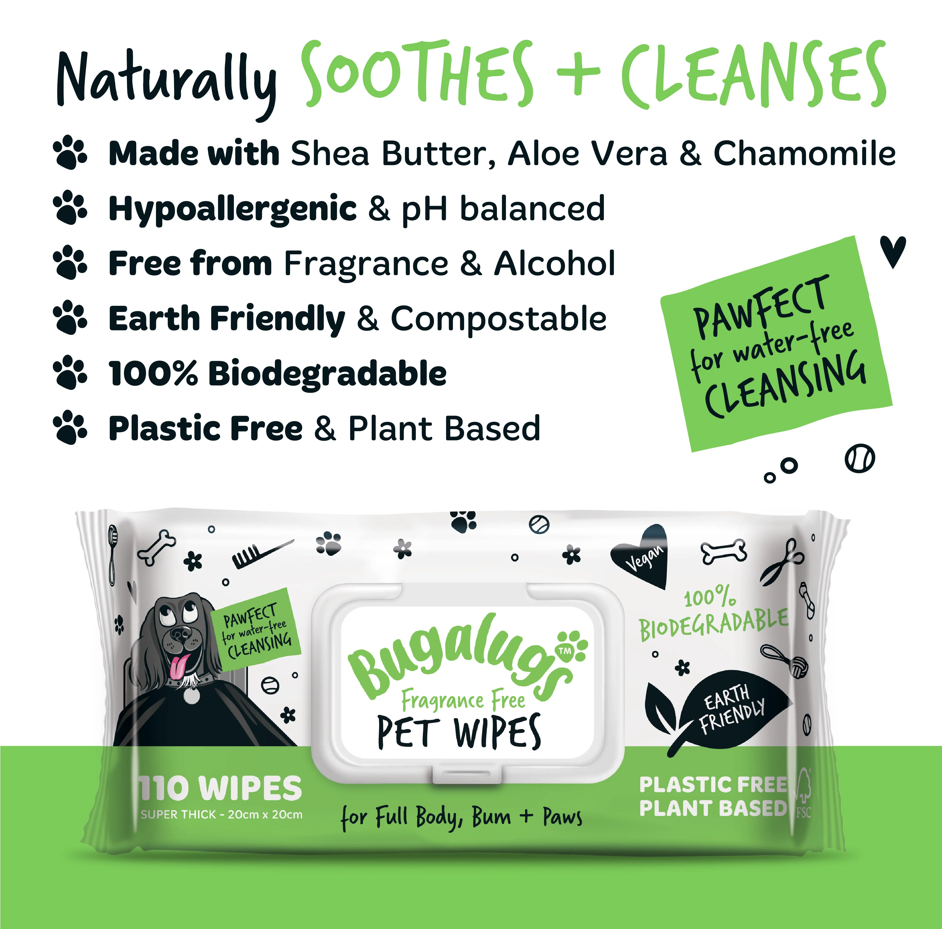 Bugalugs Fragrance Free Biodegradable Pet Wipes - Large - Image 9
