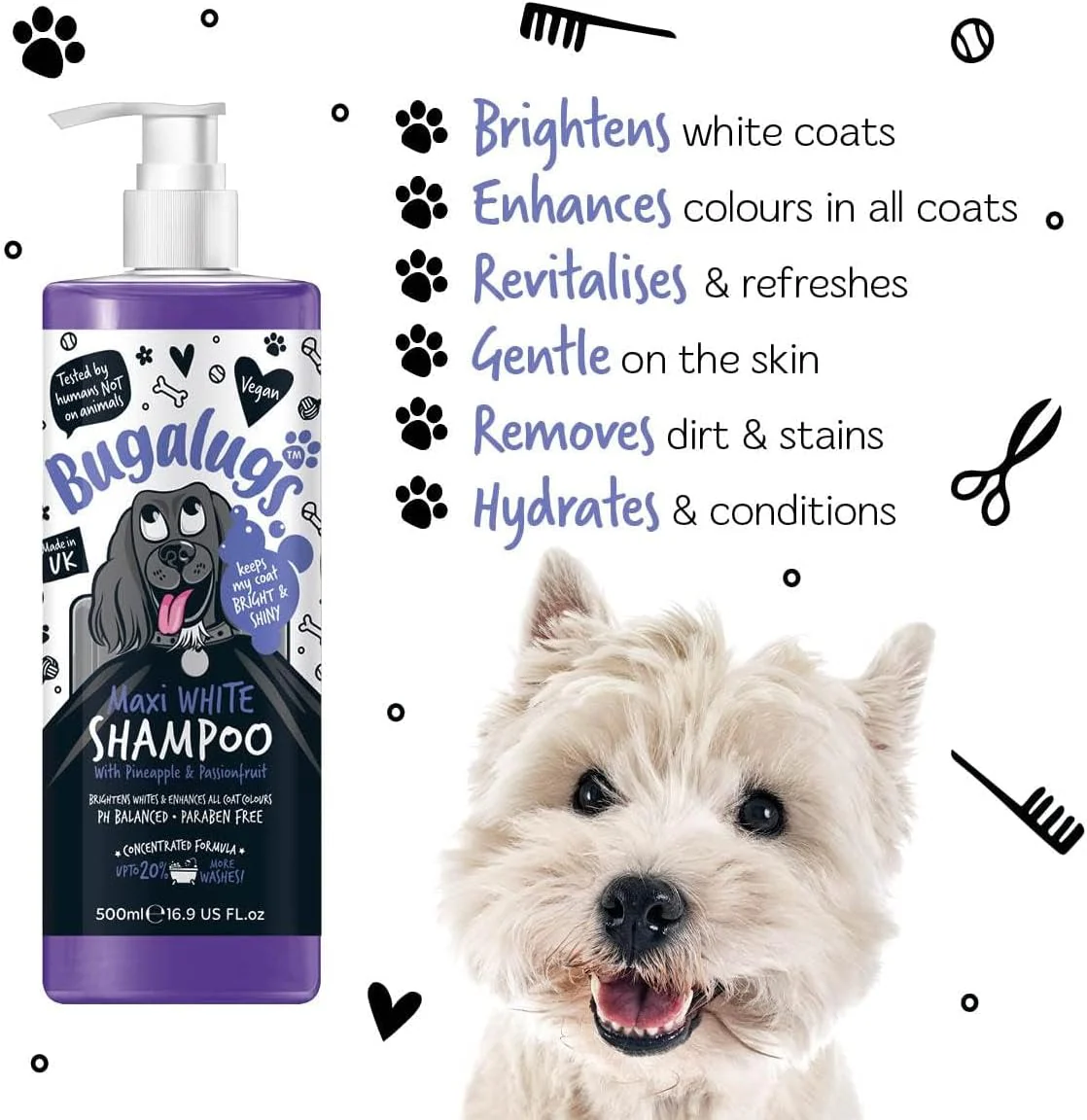 Bugalugs Maxi White Whitening Dog Shampoo with Pineapple & Passionfruit - Image 2