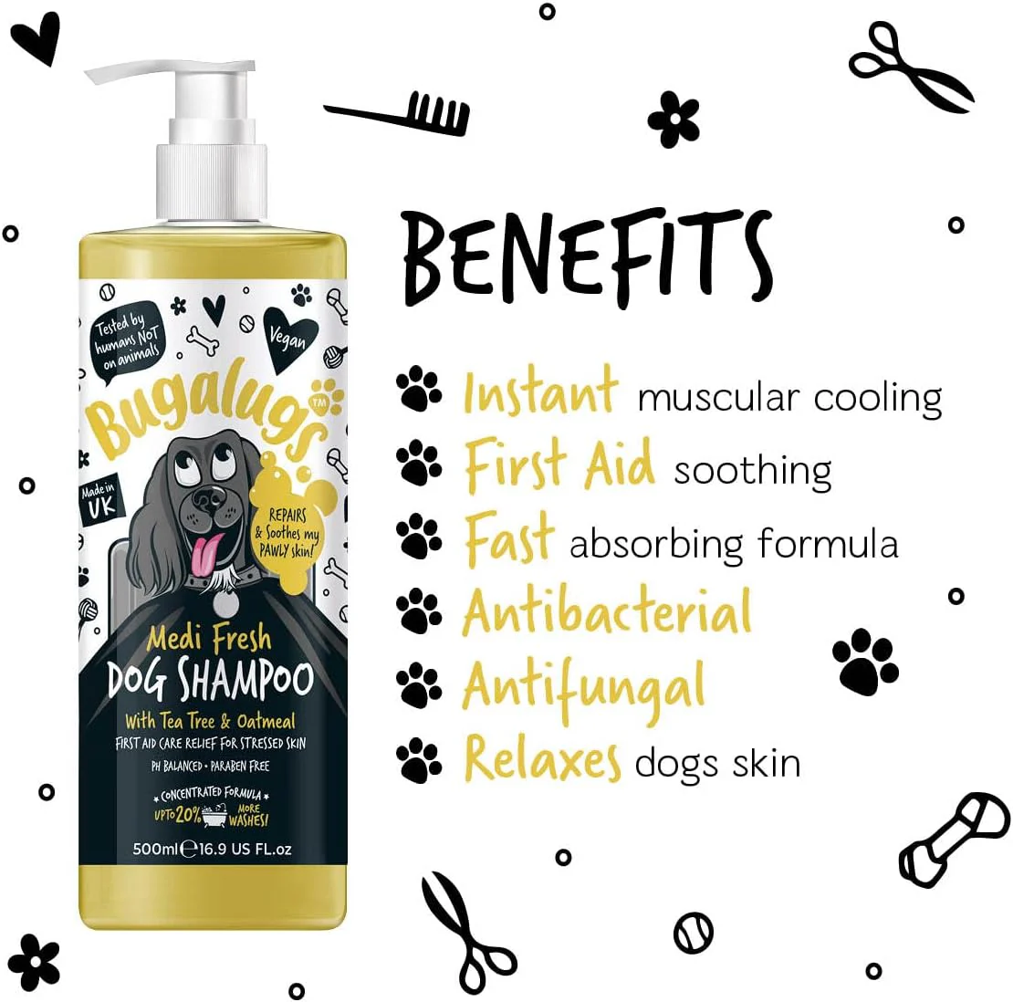 Bugalugs Medi Fresh Dog Shampoo with Tea Tree & Oatmeal - Image 3