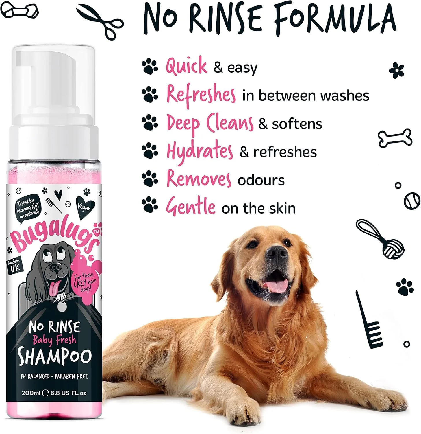 Bugalugs No Rinse Dog Shampoo - Baby Fresh - Image 3