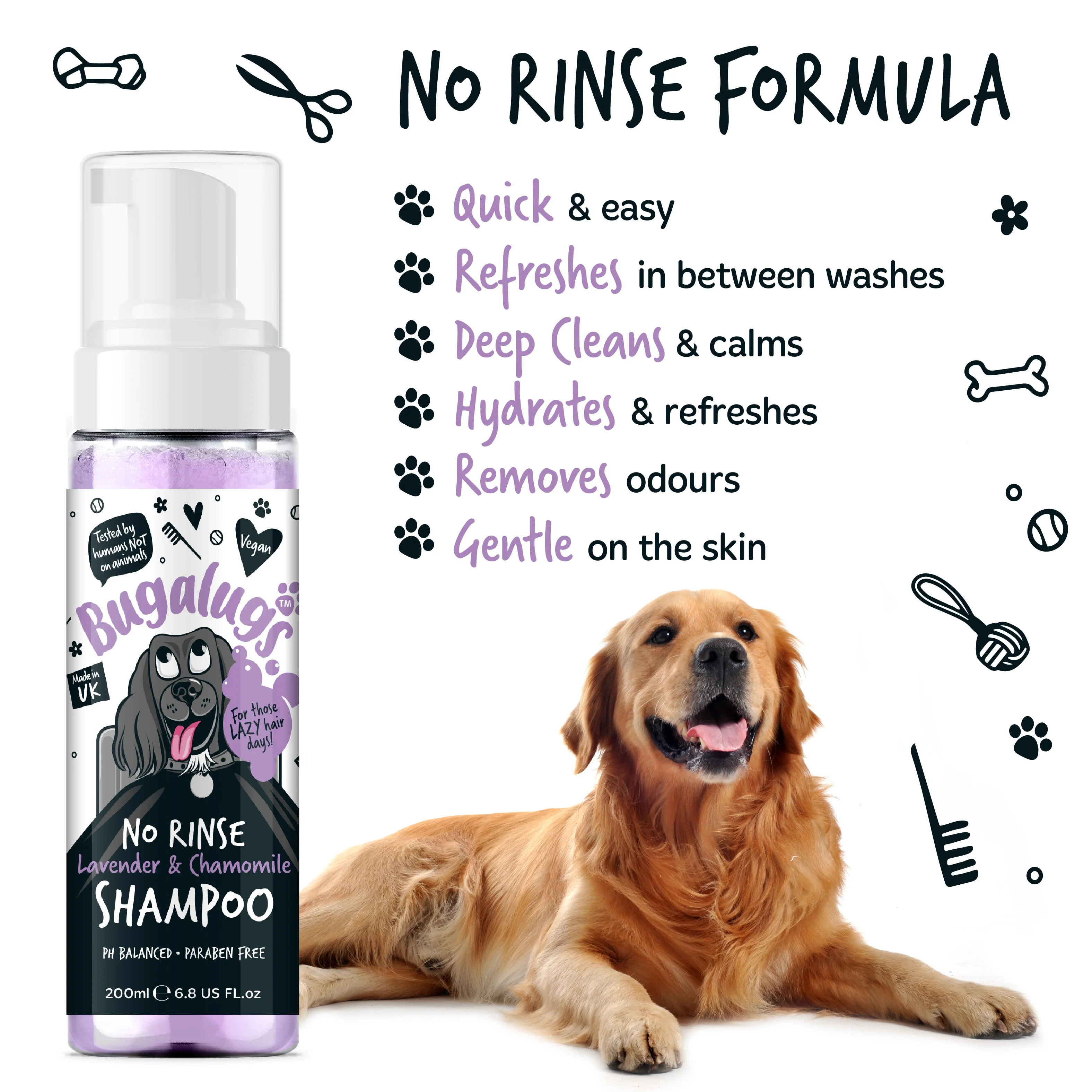 Bugalugs No Rinse Dog Shampoo - Lavender & Chamomile - Image 11