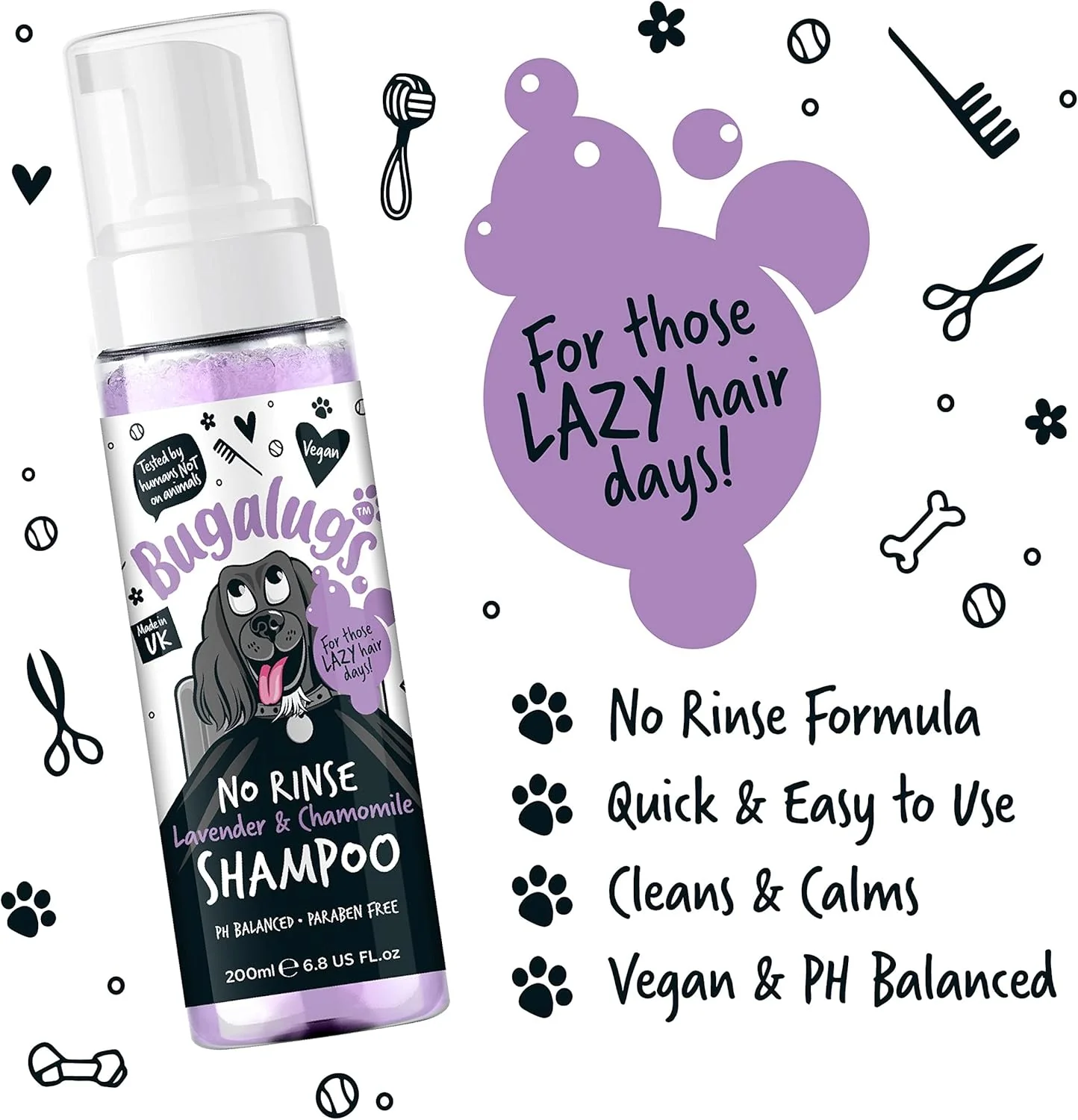 Bugalugs No Rinse Dog Shampoo - Lavender & Chamomile - Image 2