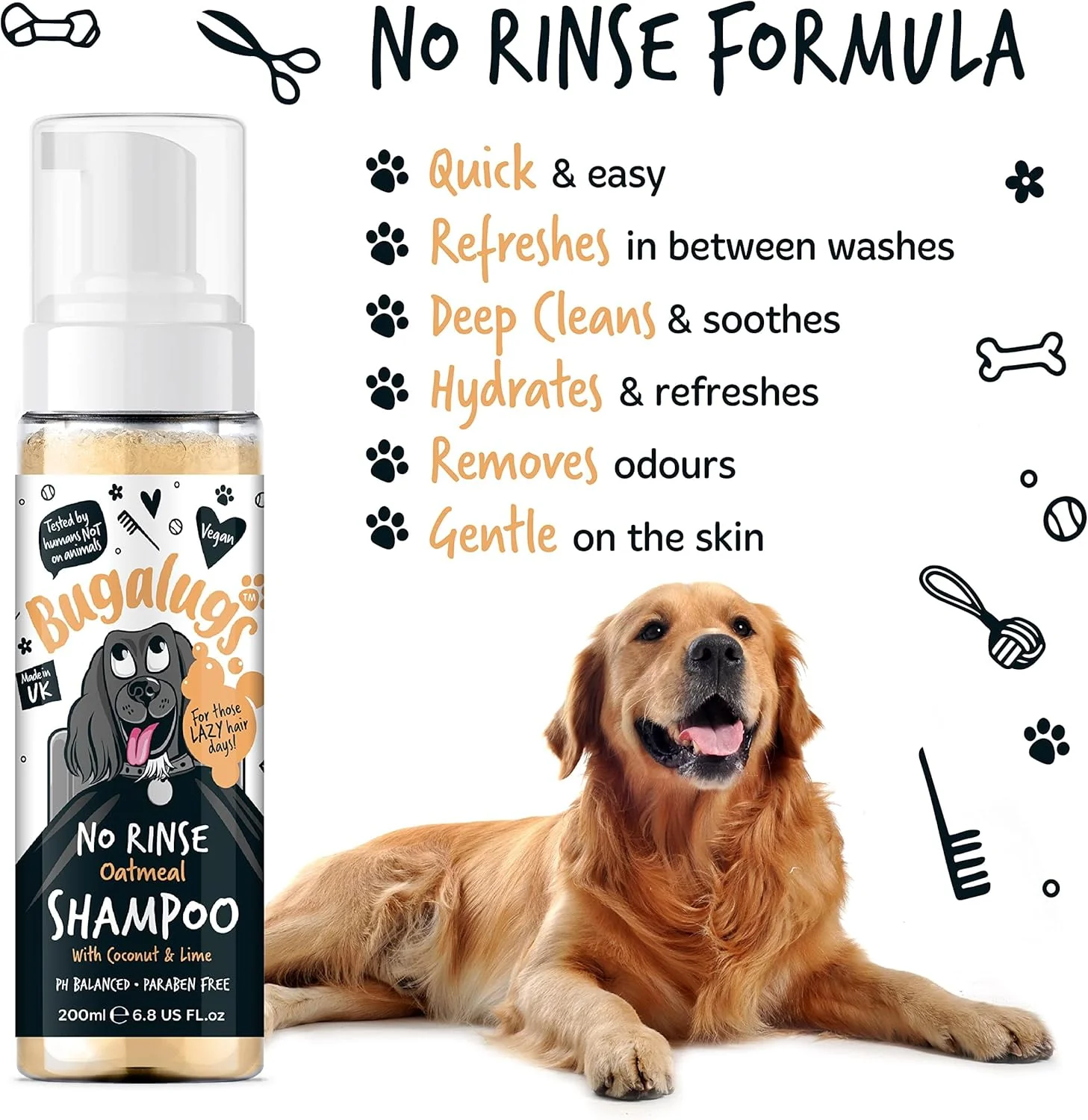 Bugalugs No Rinse Dog Shampoo - Oatmeal - Image 2