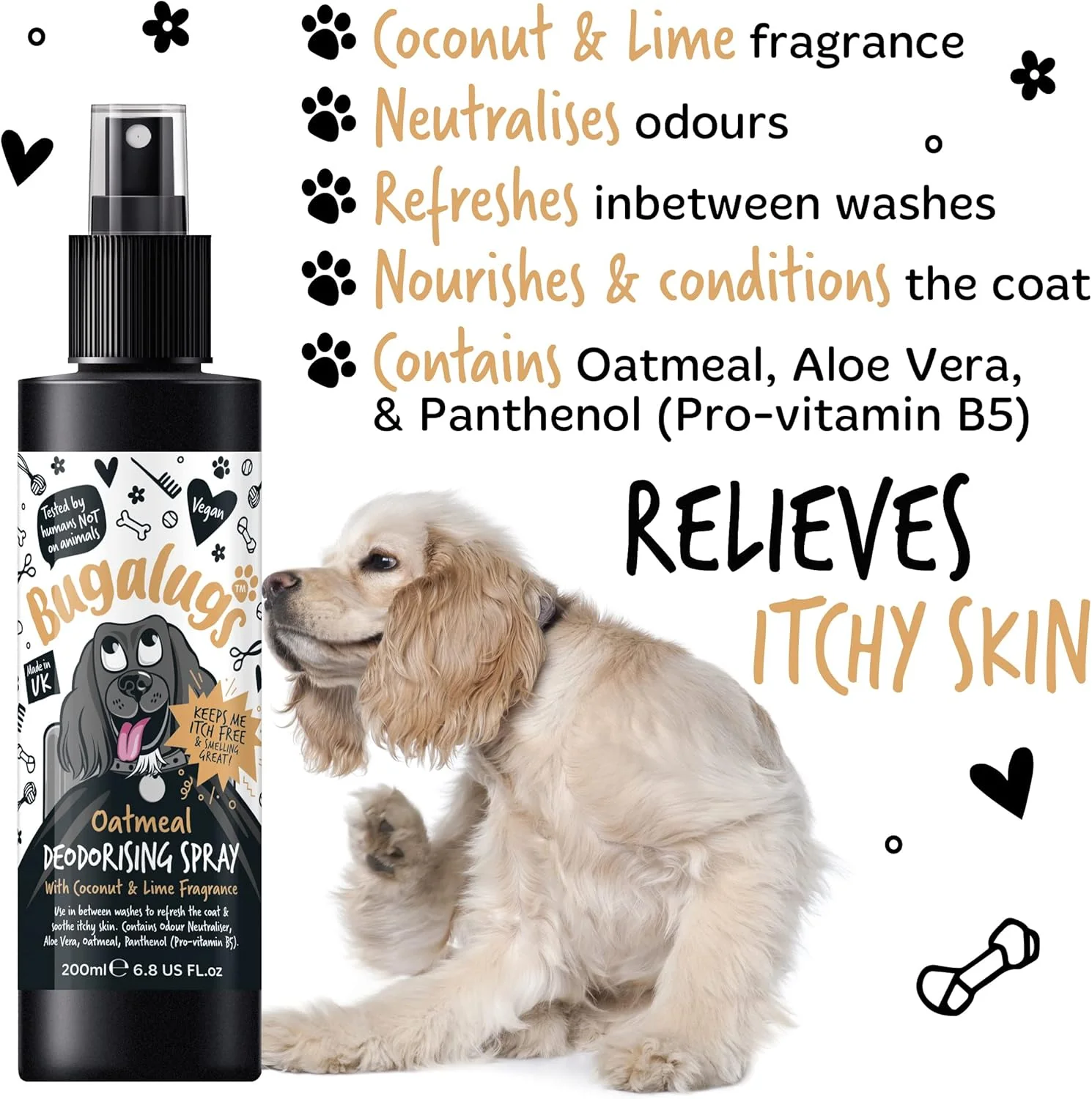 Bugalugs Oatmeal Dog Deodorising Spray with Coconut & Lime Fragrance - Image 3