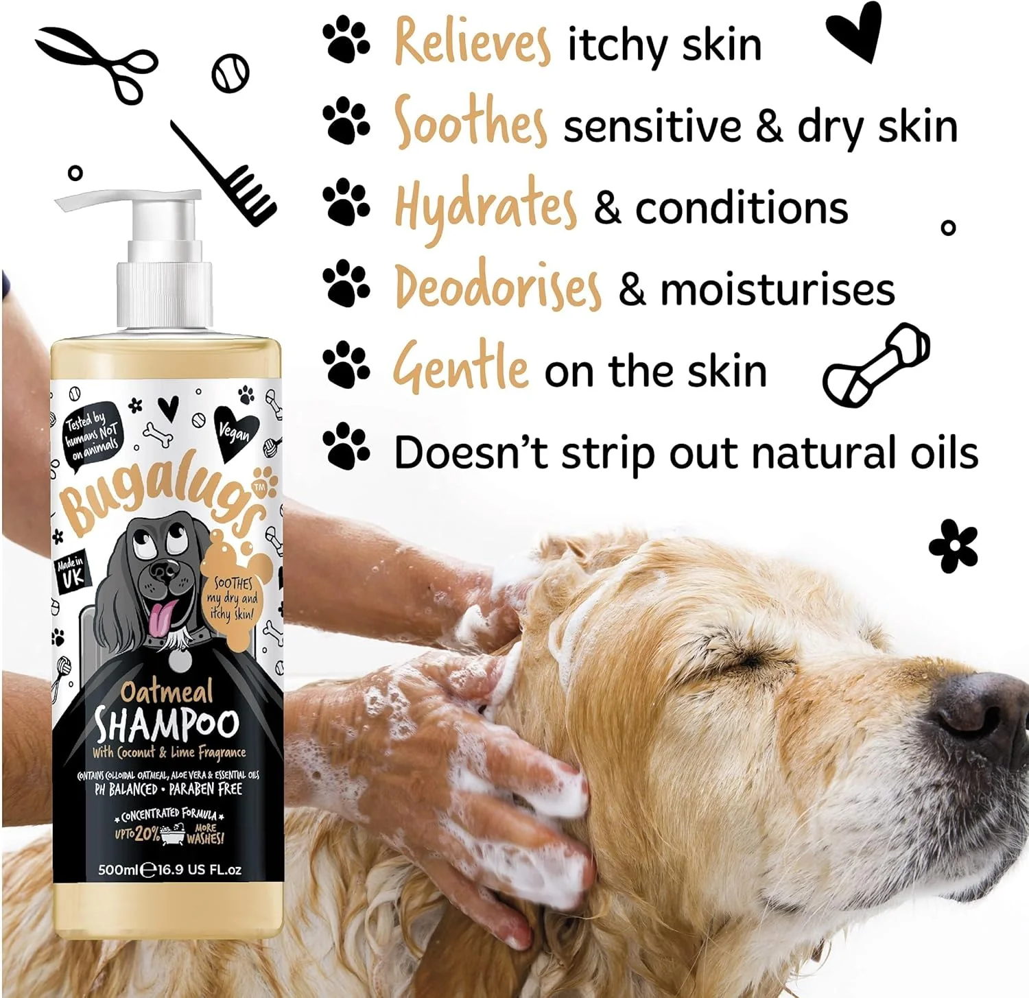 Bugalugs Oatmeal Dog Shampoo with Coconut & Lime Fragrance - Image 2