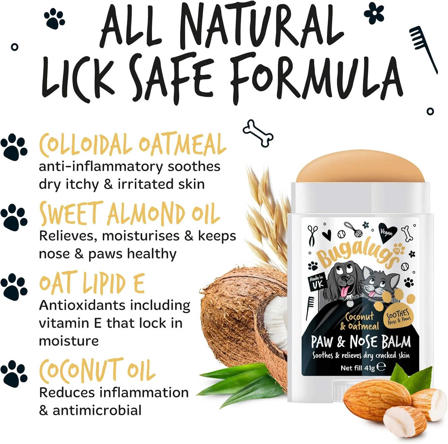 Bugalugs Paw & Nose Balm Stick for Dogs with Coconut & Oatmeal - Image 2