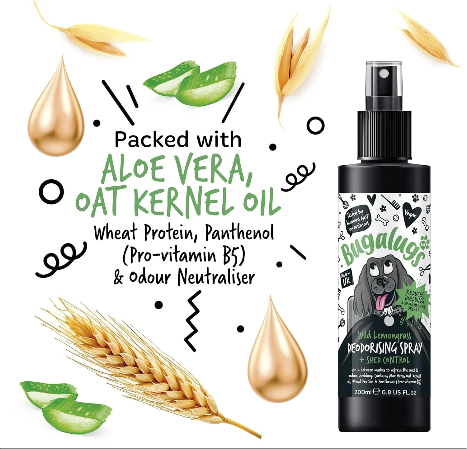 Bugalugs Wild Lemongrass Dog Deodorising Spray with Shed Control - Image 2
