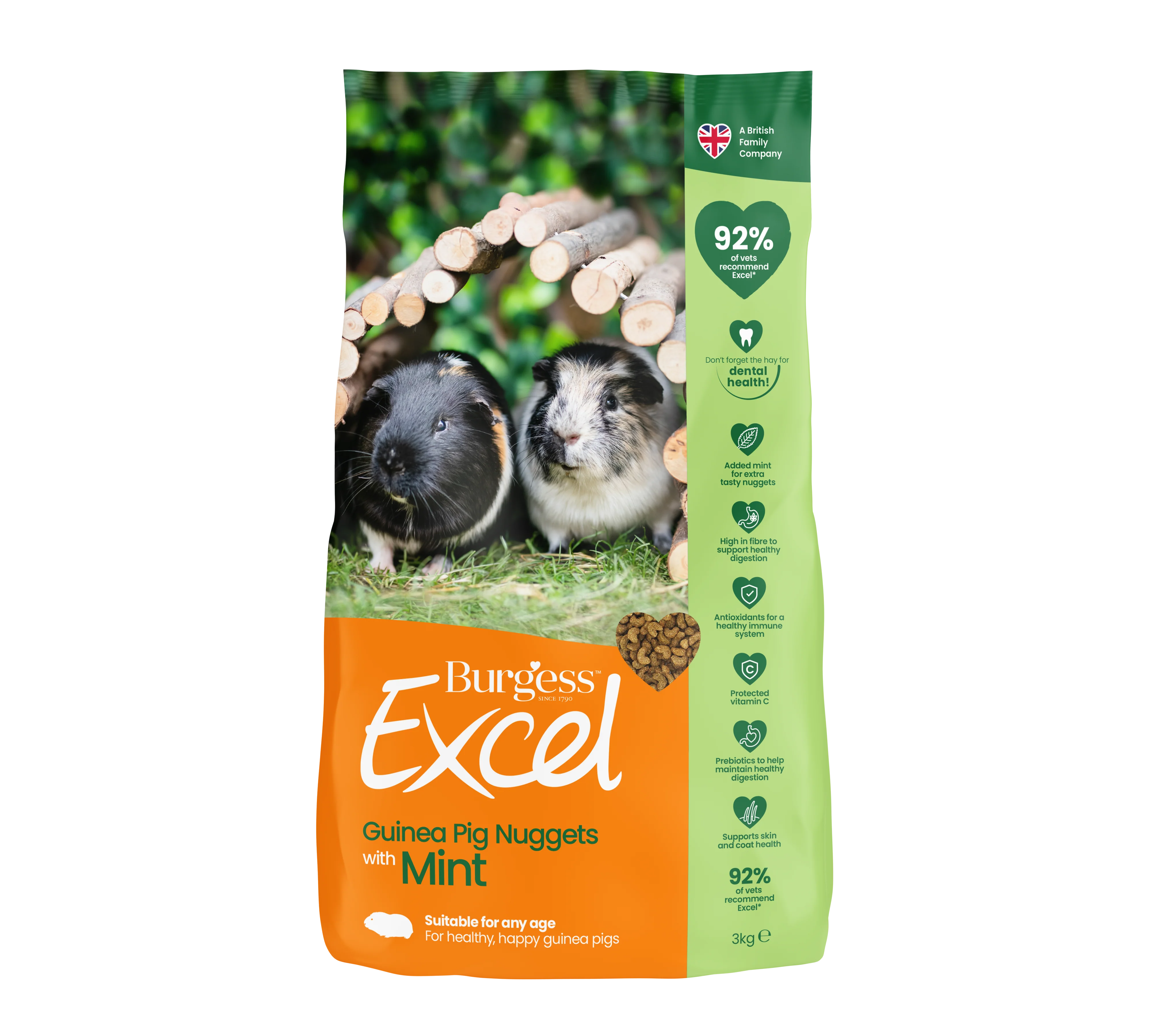 Burgess Excel Adult Guinea Pig Nuggets - Mint