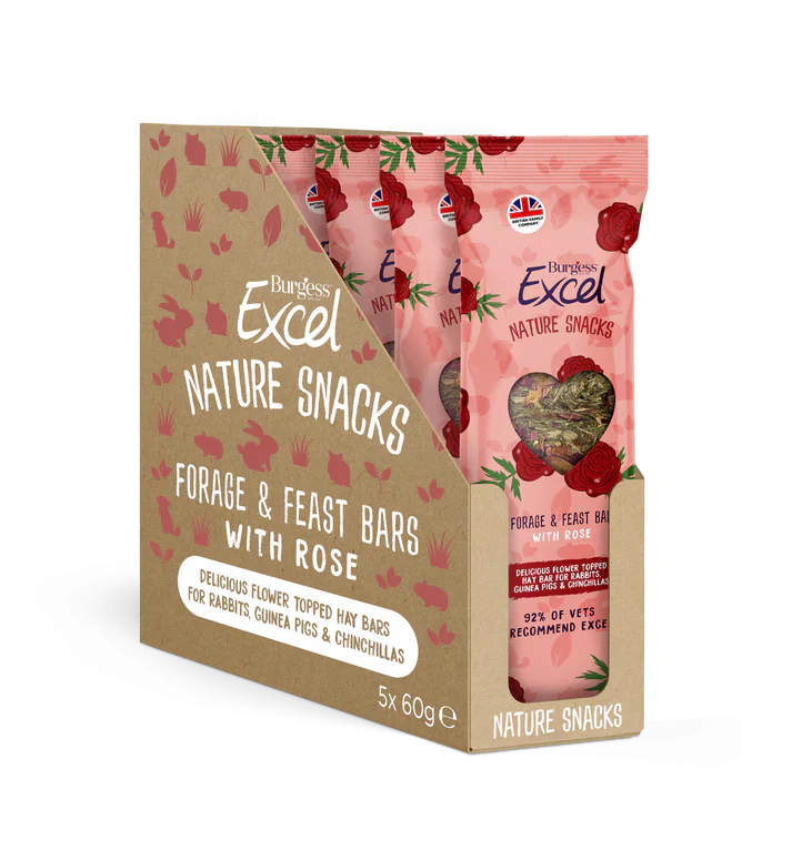 Burgess Excel Nature Snacks Forage & Feast Bars with Rose for Rabbits, Guinea Pigs & Chinchillas - Image 2