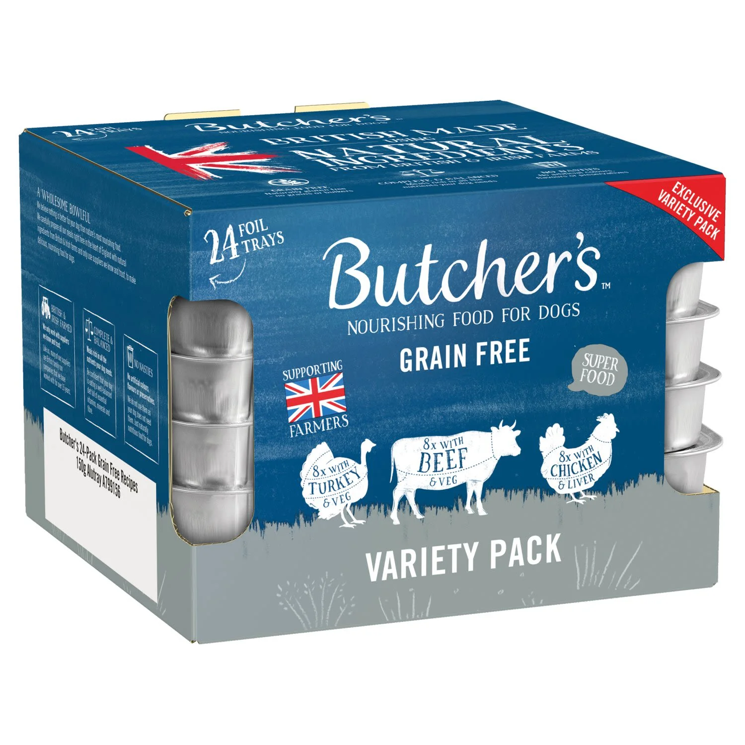 Butcher's Grain-free Adult Wet Dog Food - Chicken, Beef & Turkey Variety Pack Dog Food Trays - Image 2