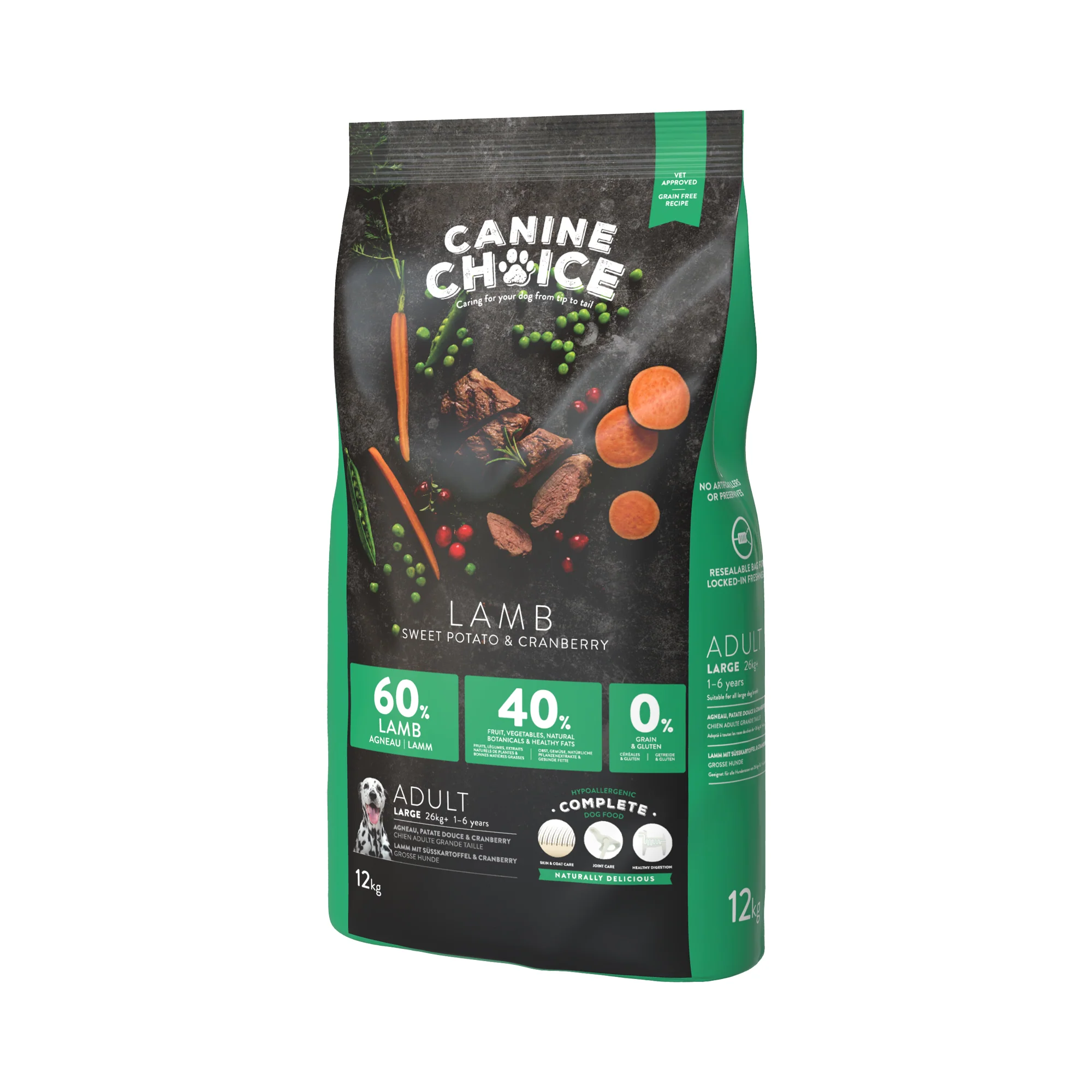 Canine Choice Super Premium Grain-Free Large Adult Dry Dog Food – Lamb | 12kg - Image 2